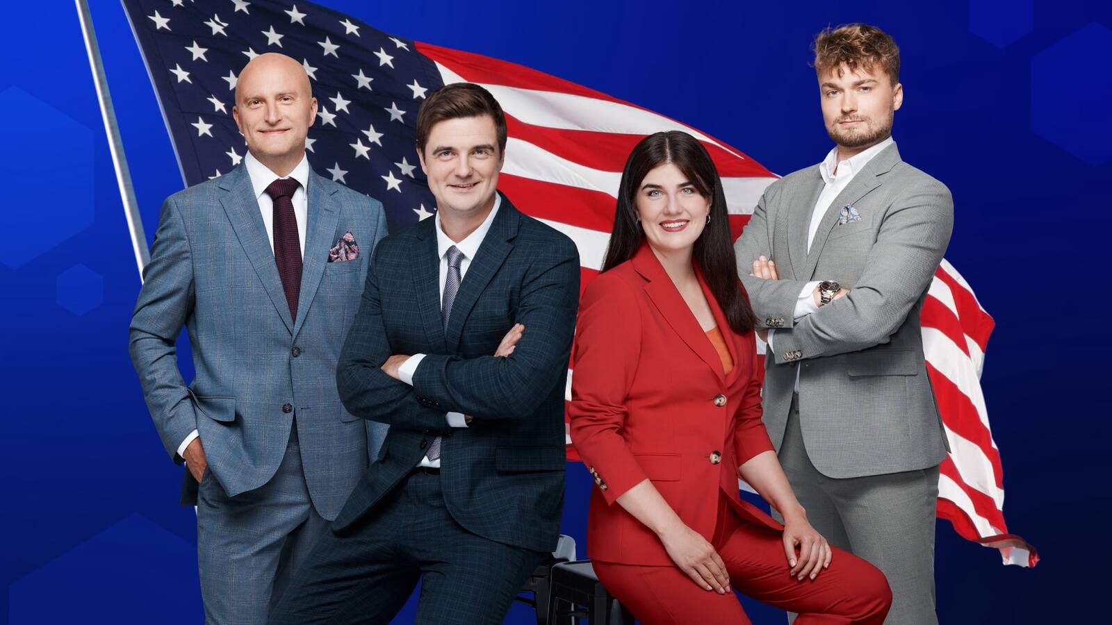 Sügisel toimunud USA presidendivalimisi kajastas TV3 erisarjaga, mille saatjuhtideks olid Tarmo Maiberg (vasakult), Taavi Libe, Liina Kanarbik ja Sander Terras.