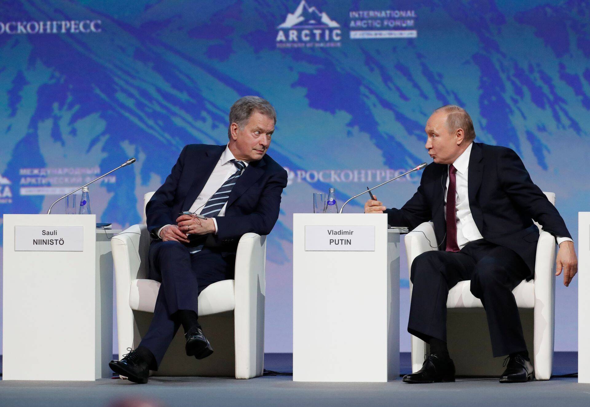 Soome president Sauli Niinistö ja Venemaa president Vladimir Putin kaks päeva kestnud Arctic Forumil.