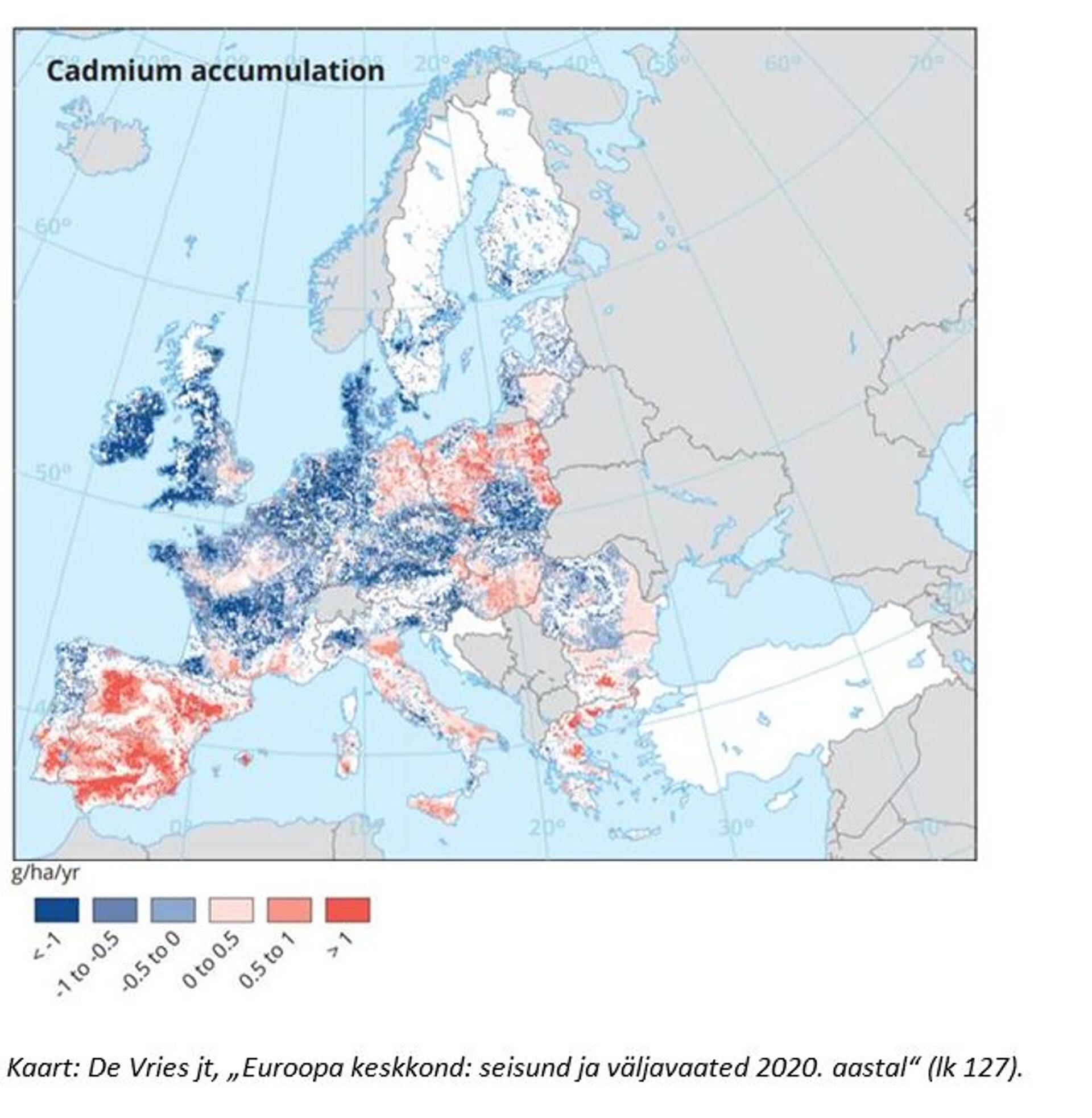 Kaart: De Vries jt, „Euroopa keskkond: seisund ja väljavaated 2020. aastal“ (lk 127).