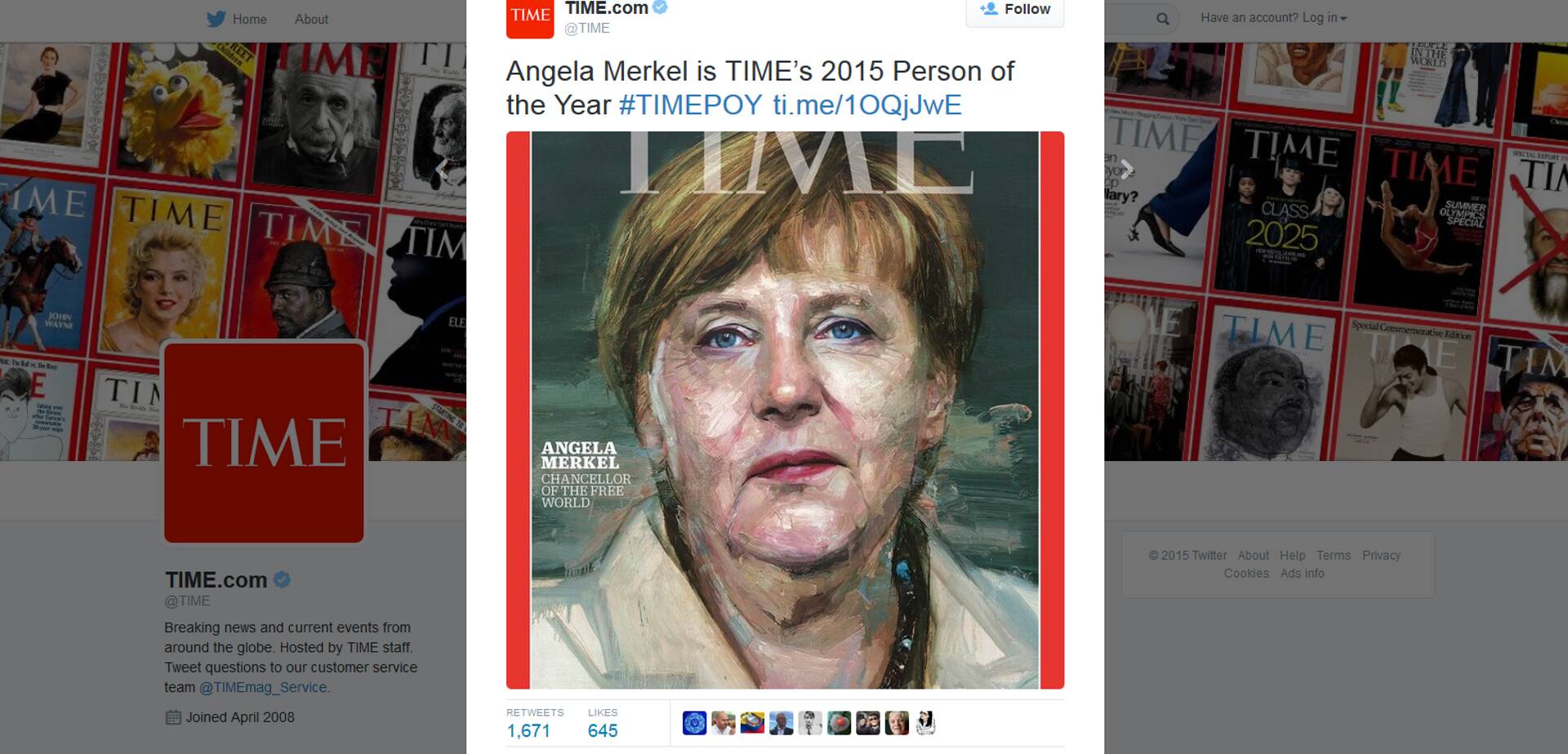 Ajakirja Time aasta inimene on Angela Merkel.