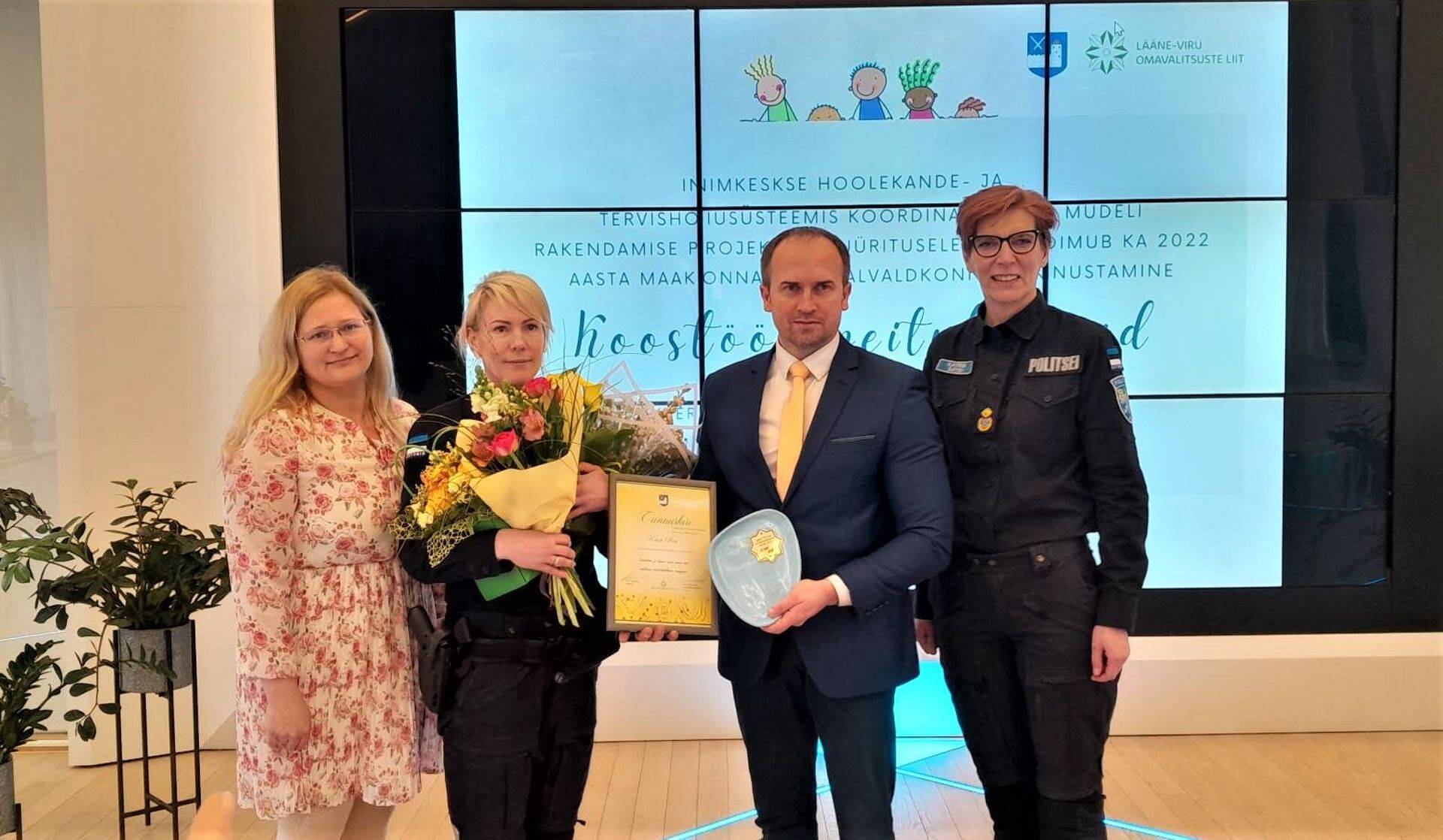 Vasakult: Rakvere linnavalitsuse sotsiaalosakonna juhataja Kersti Suun-Deket, Rakvere politseijaoskonna politseinik Kristi Rist, VIROLi tegevjuht Sven Hõbemägi, Rakvere politseijaoskonna juht Katrin Satsi.