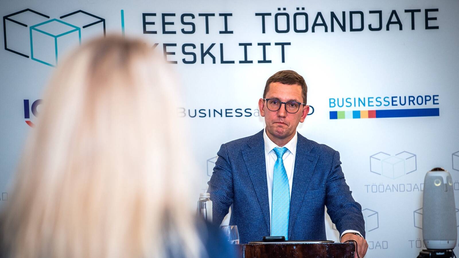 Eesti Vabariigi peaminister Kristen Michal Tööandjate keskliidu üldkoosolekul.
