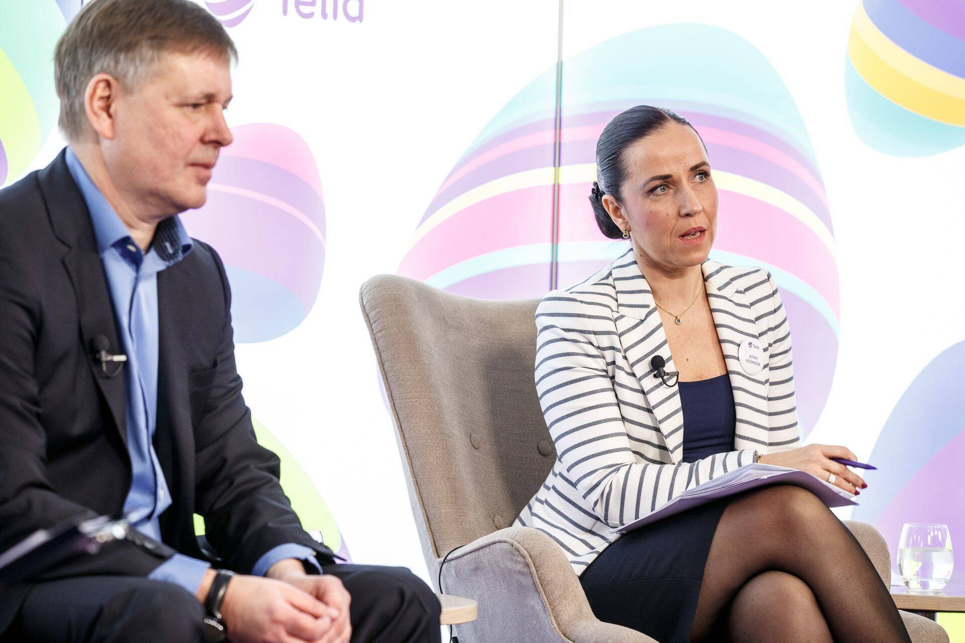 Piret Mürk-Dubout tänavu jaanuaris koos Telia Eesti juhatuse esimehe Dan Strömbergiga.