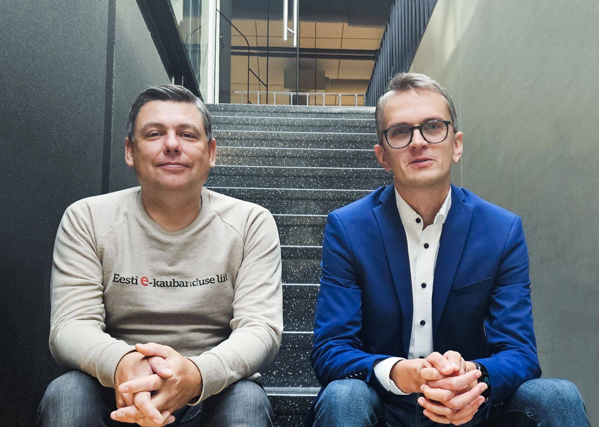 Eesti E‑kaubanduse Liidu tegevjuht Tõnu Väät ja Kuldar Kullasepp Maksekeskusest.