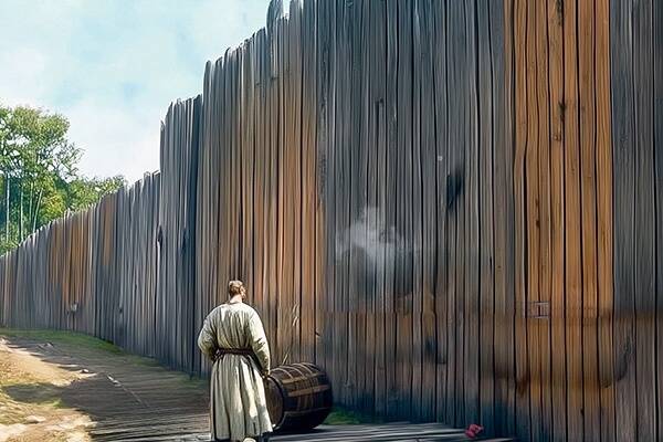 Hiljemalt 11. sajandiks ümbritses linnust korralik plankudest pihttara. © Robin Raspel