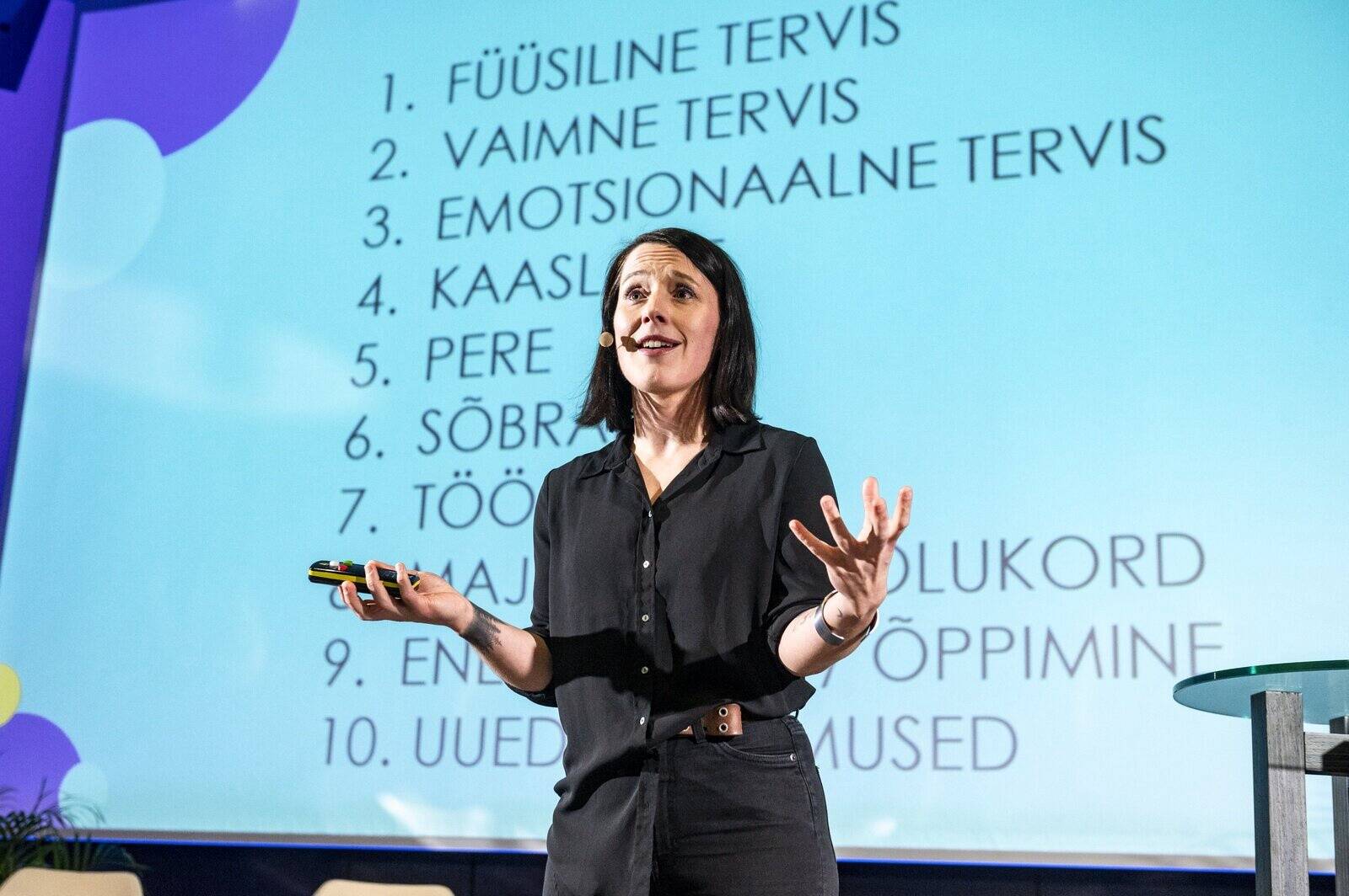 Muusik ja arengutreener Sandra Sillamaa Äripäeva kinnisvarakonverentsil.