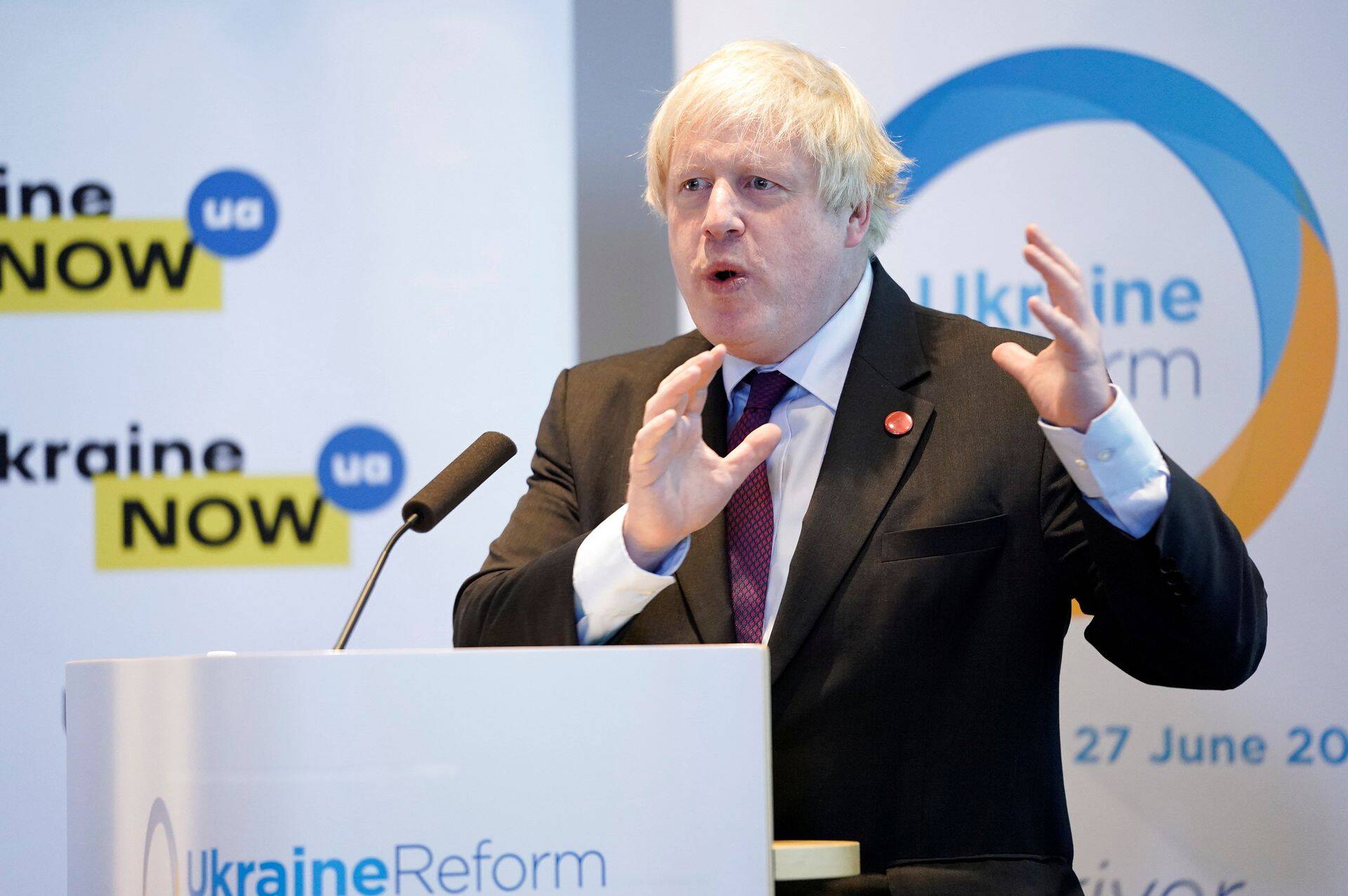Britain's Foreign Secretary Boris Johnson speaks during the international Ukraine Reform Conference in Copenhagen, Denmark,  June 27, 2018.  Martin Sylvest Ritzau Scanpix/via REUTERS   ATTENTION EDITORS - THIS IMAGE WAS PROVIDED BY A THIRD PARTY. DENMARK OUT. NO COMMERCIAL OR EDITORIAL SALES IN DENMARK.