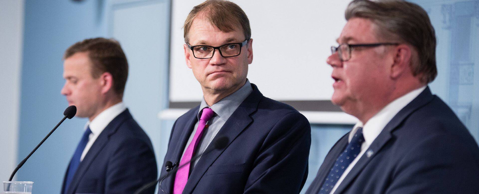 Petteri Orpo, Juha Sipilä ja Timo Soini