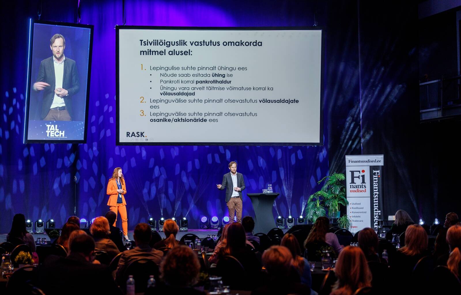 Advokaadibüroo RASK partnerid Timo Kullerkupp ja Annika Vait Pärnu Finantskonverentsil.