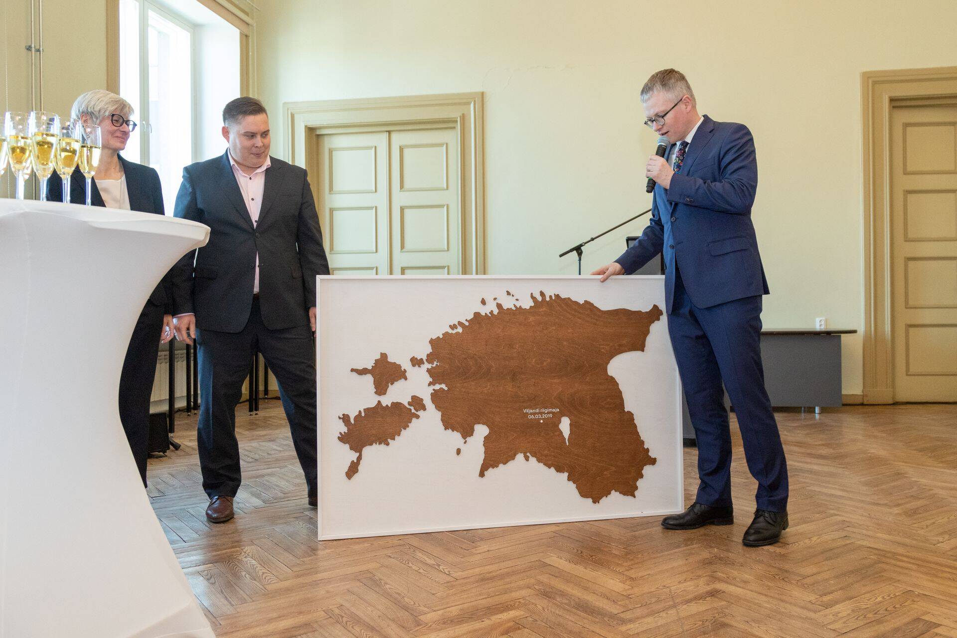 Viljandis avati märtsis pidulikult esimene riigimaja. Pildil toonane riigihalduse minister Janek Mäggi.