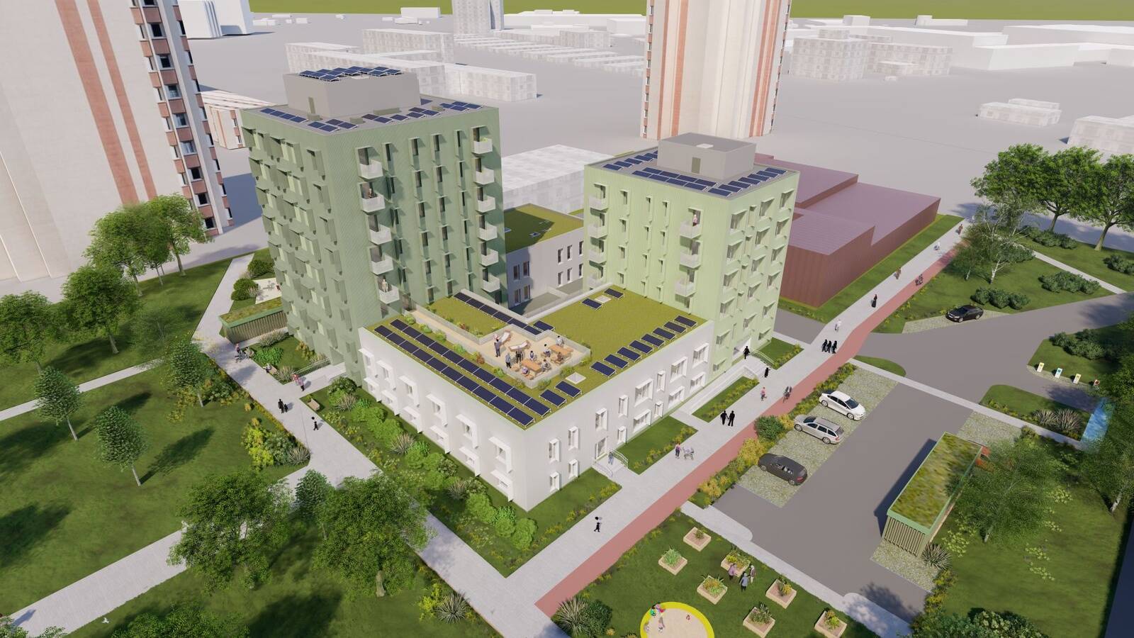 Mustamäele rajatava teenusmaja eskiis.