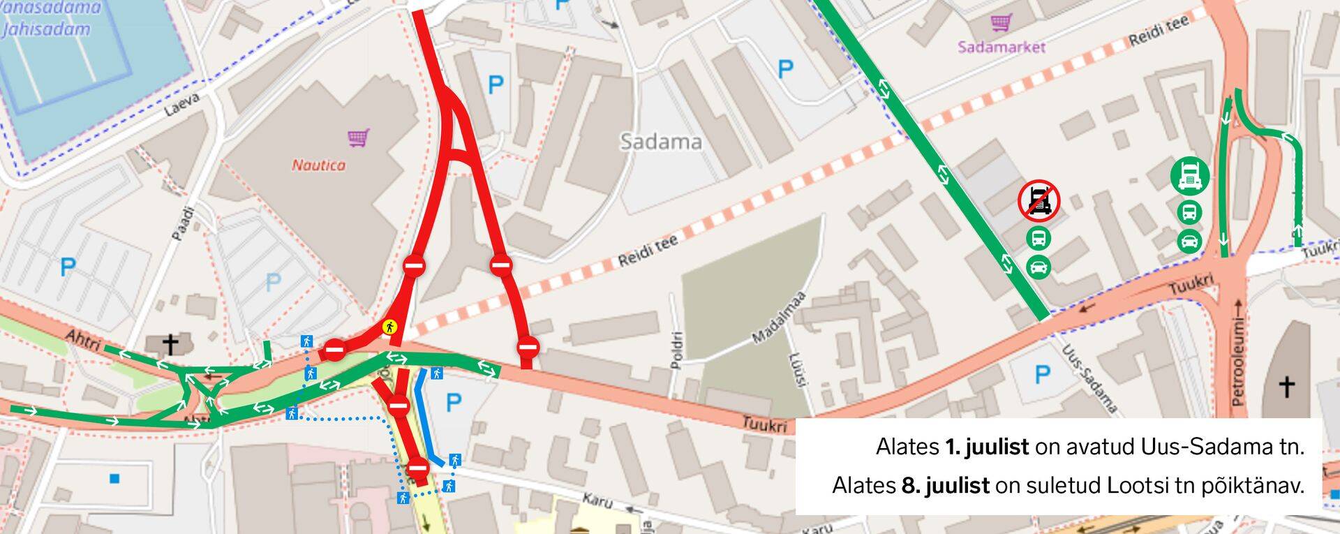Lähi aja liiklusmuudatused sadama piirkonnas.