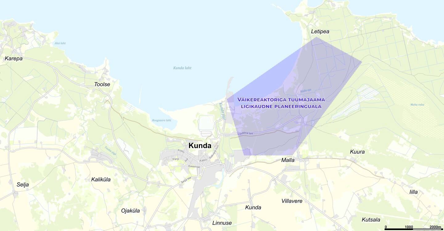 Tuumajaama ligikaudne planeeringuala Viru-Nigula vallas.