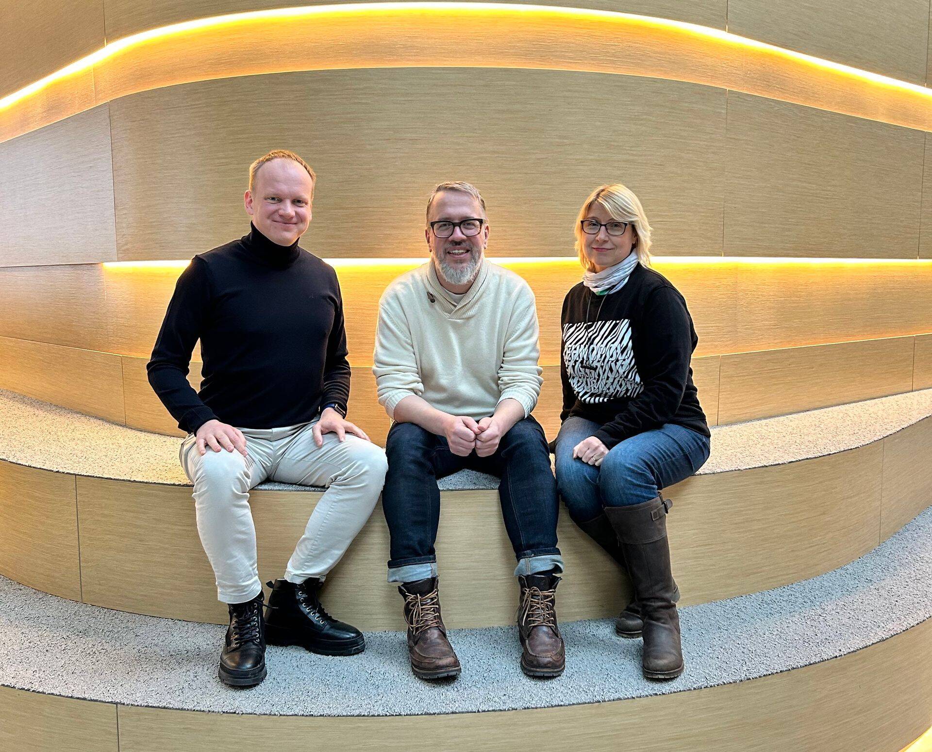 Net Group'i innovatsioonijuht Siim Lepisk, saatejuht Tarmo Virki ja investor Heidi Kakko