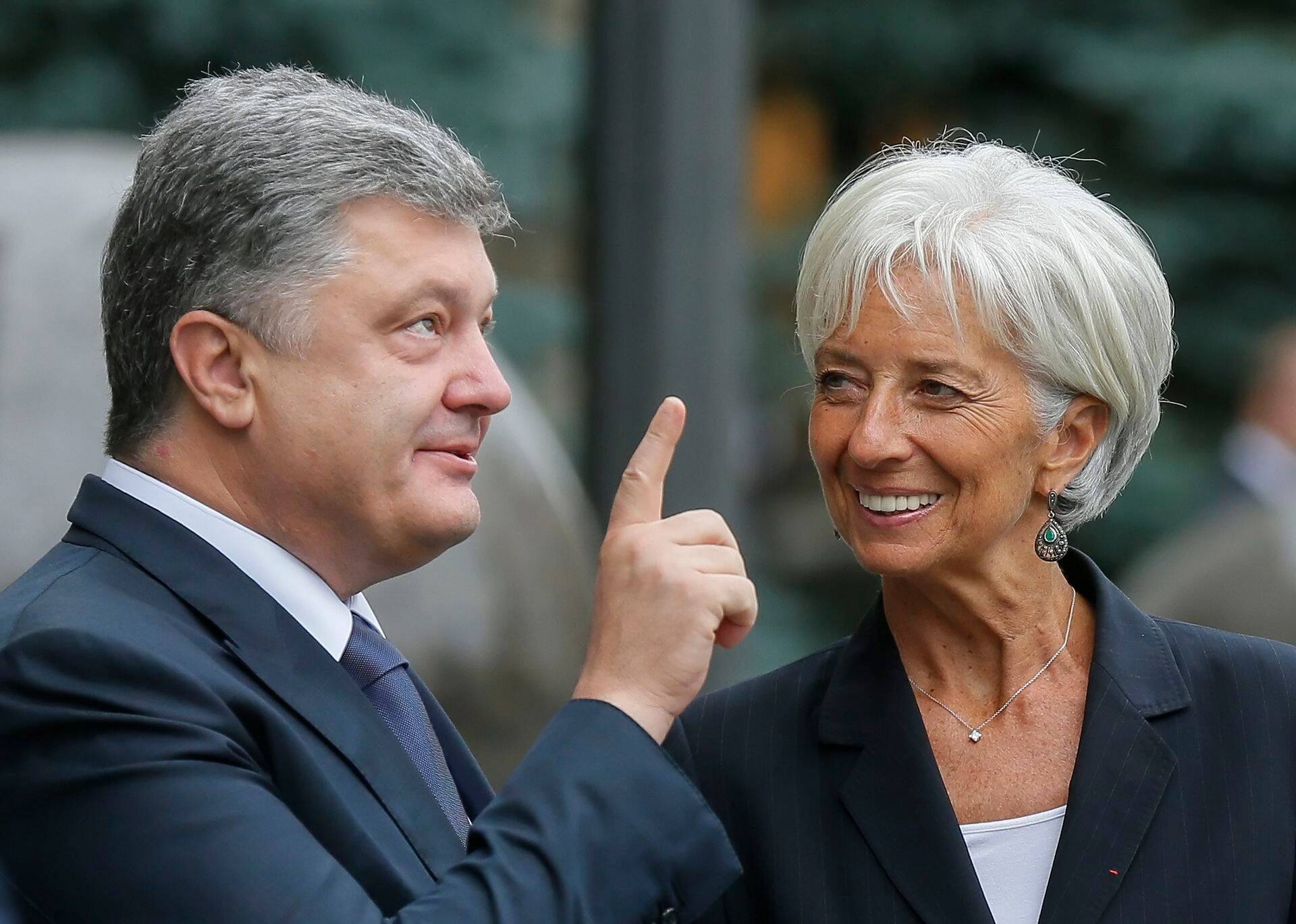 Ukraina president Petro Porošenko ja Rahvusvahelise Valuutafondi (IMF) juht Christine Lagarde.