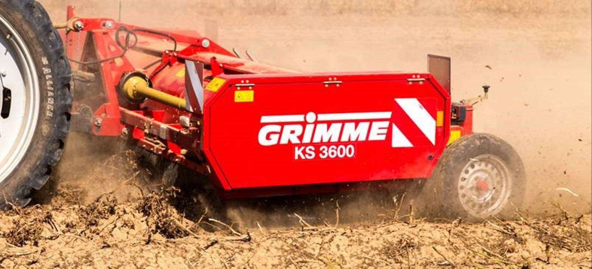 Grimme KS3600 4-realine, vao laiustele 85 või 90cm, vao äärelõikajaga, koos tugiratastega konstantse sügavuse hoidmiseks.