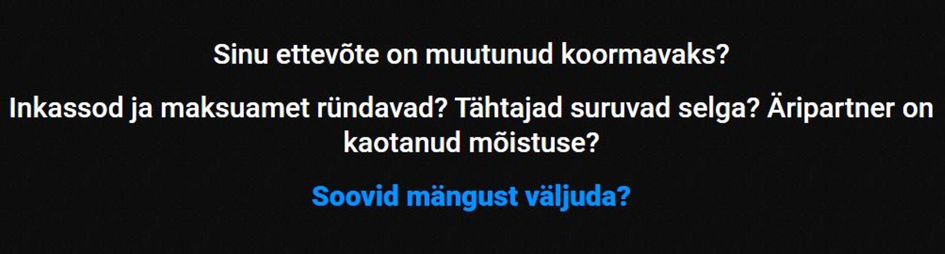 Raul Pint reklaamib oma teenust ettevõtjaile kui võimalust probleemid maha raputada.