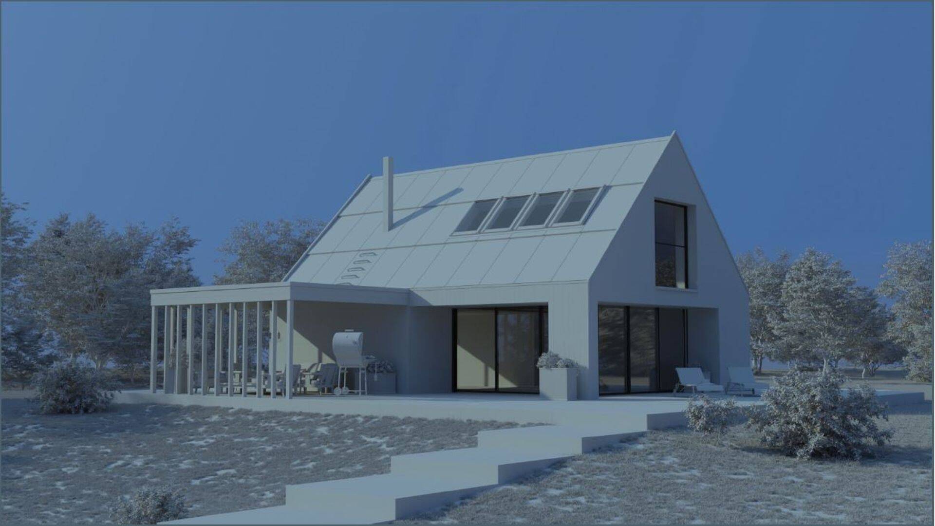 3D kujutis hoonest, mis on alles valmimas
