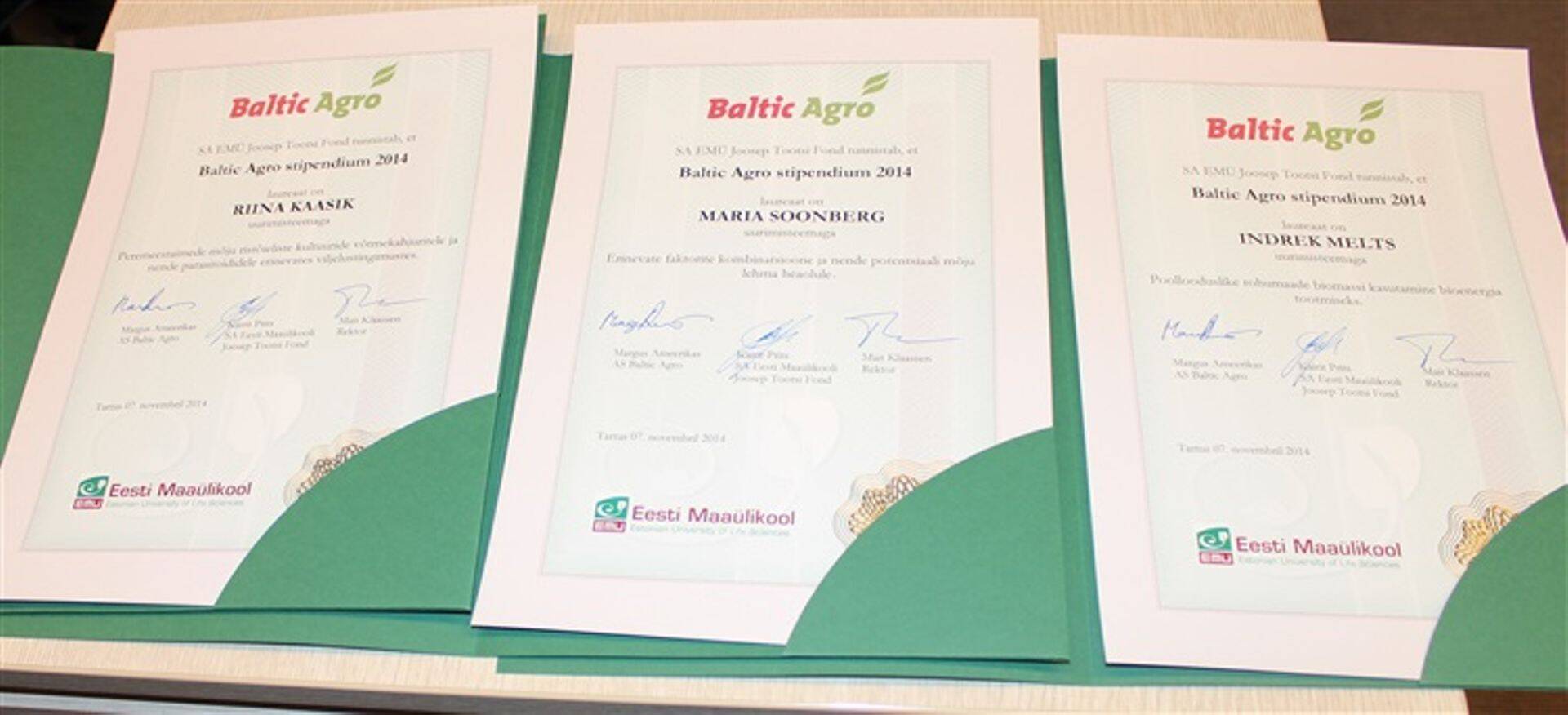 Baltic Agro jagas stipendiume