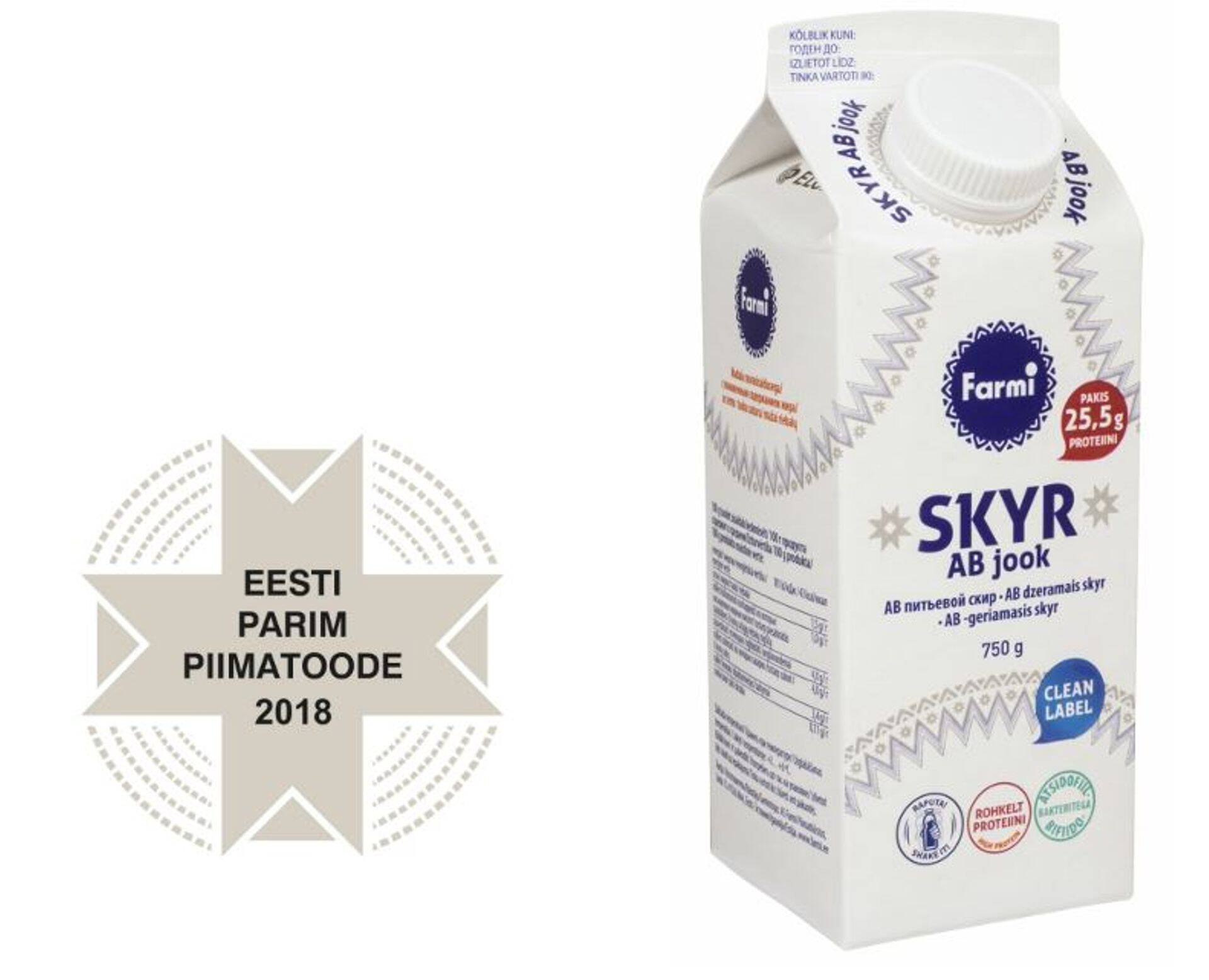 Eesti Parim Piimatoode 2018 on Farmi AB joogiskyr