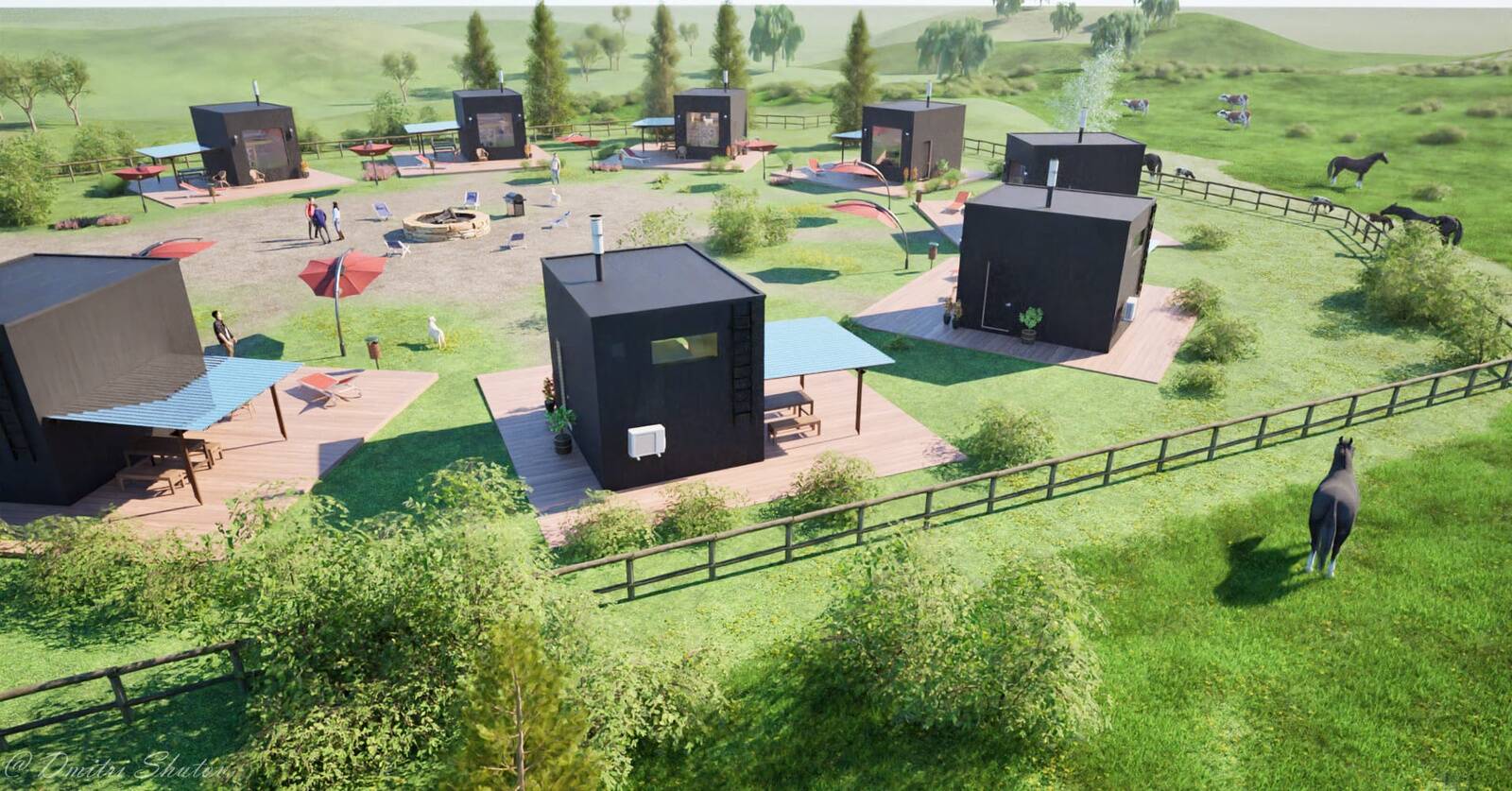 Предполагаемый вид деревни волонтеров в Ида-Вирумаа. Визуализация: Дмитрий Шутов и Марина Бухарова.