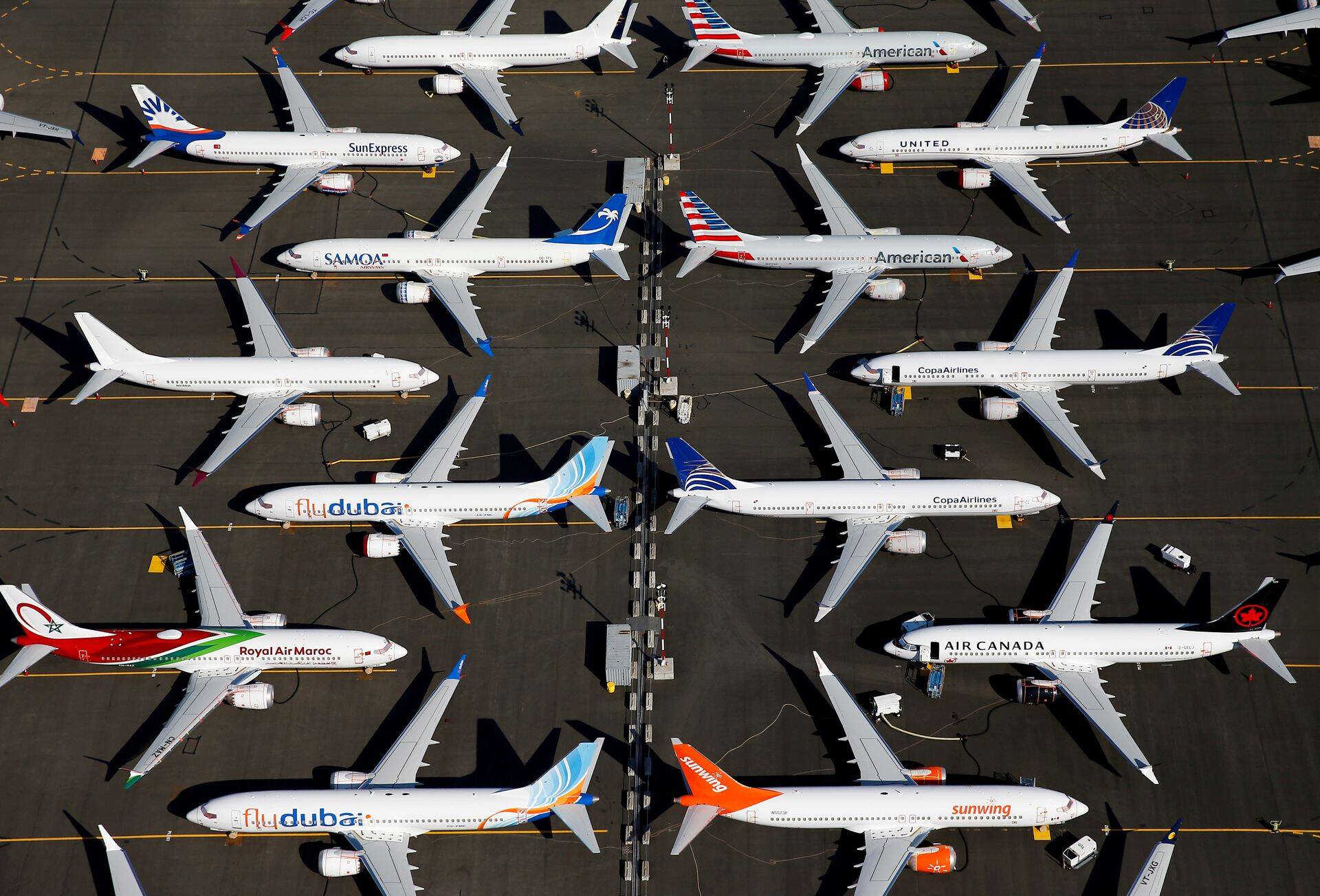 Припаркованные самолеты Boeing 737 MAX.