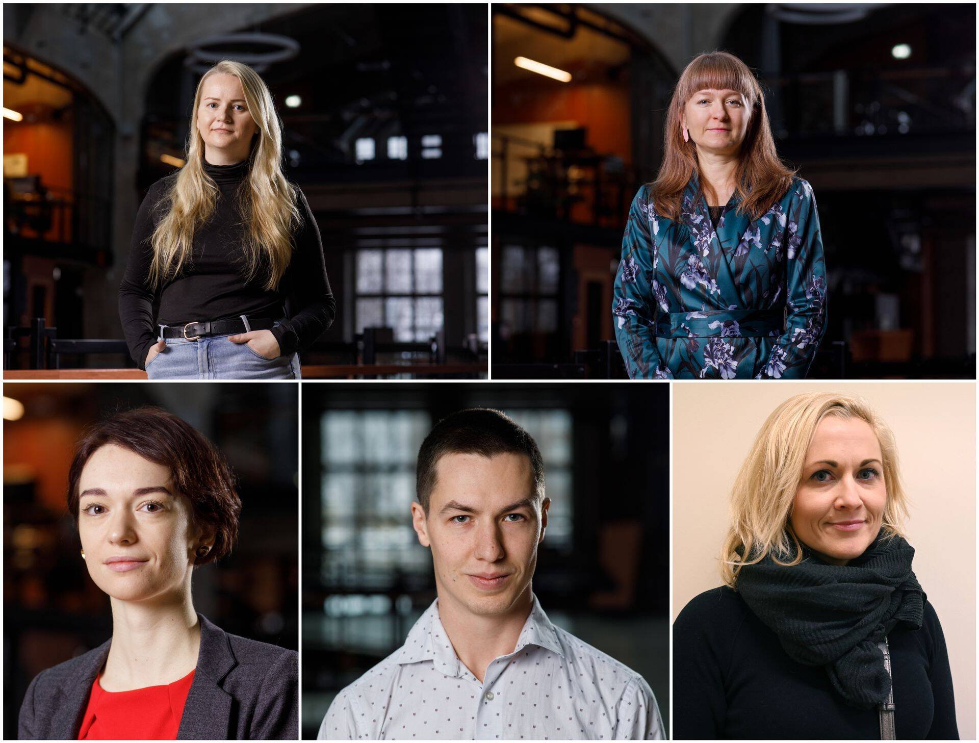 Eliisa Matsalu (ülal vasakul), Liis Treimann, Polina Volkova (all vasakul), Jaan Martin Raik ja Rahel Lepp.