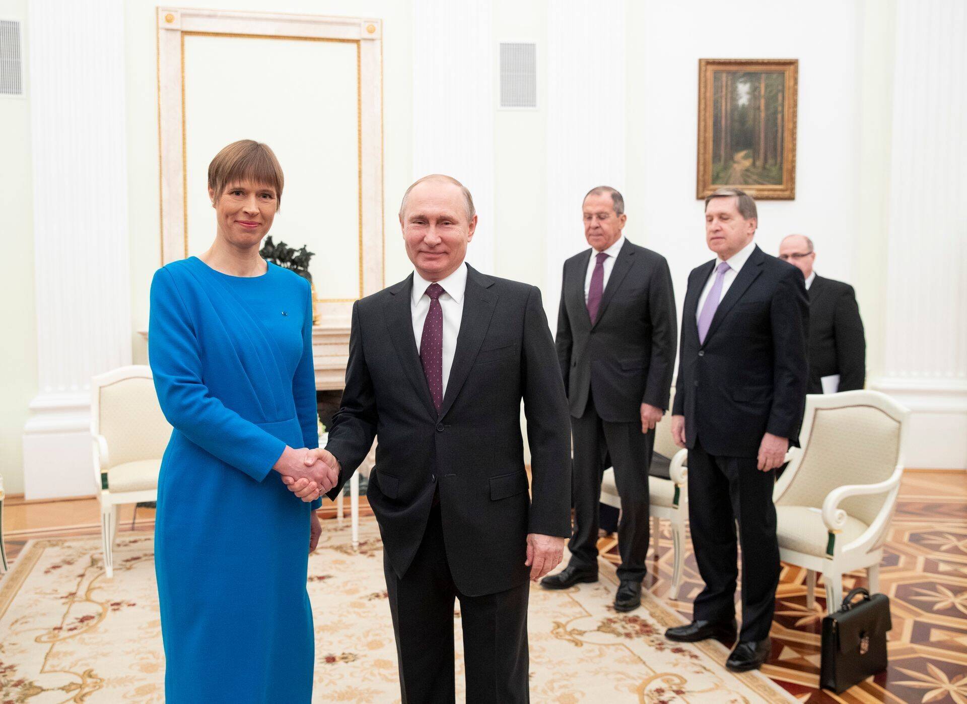 Президент Эстонии Керсти Кальюлайд и президент России Владимир Путин