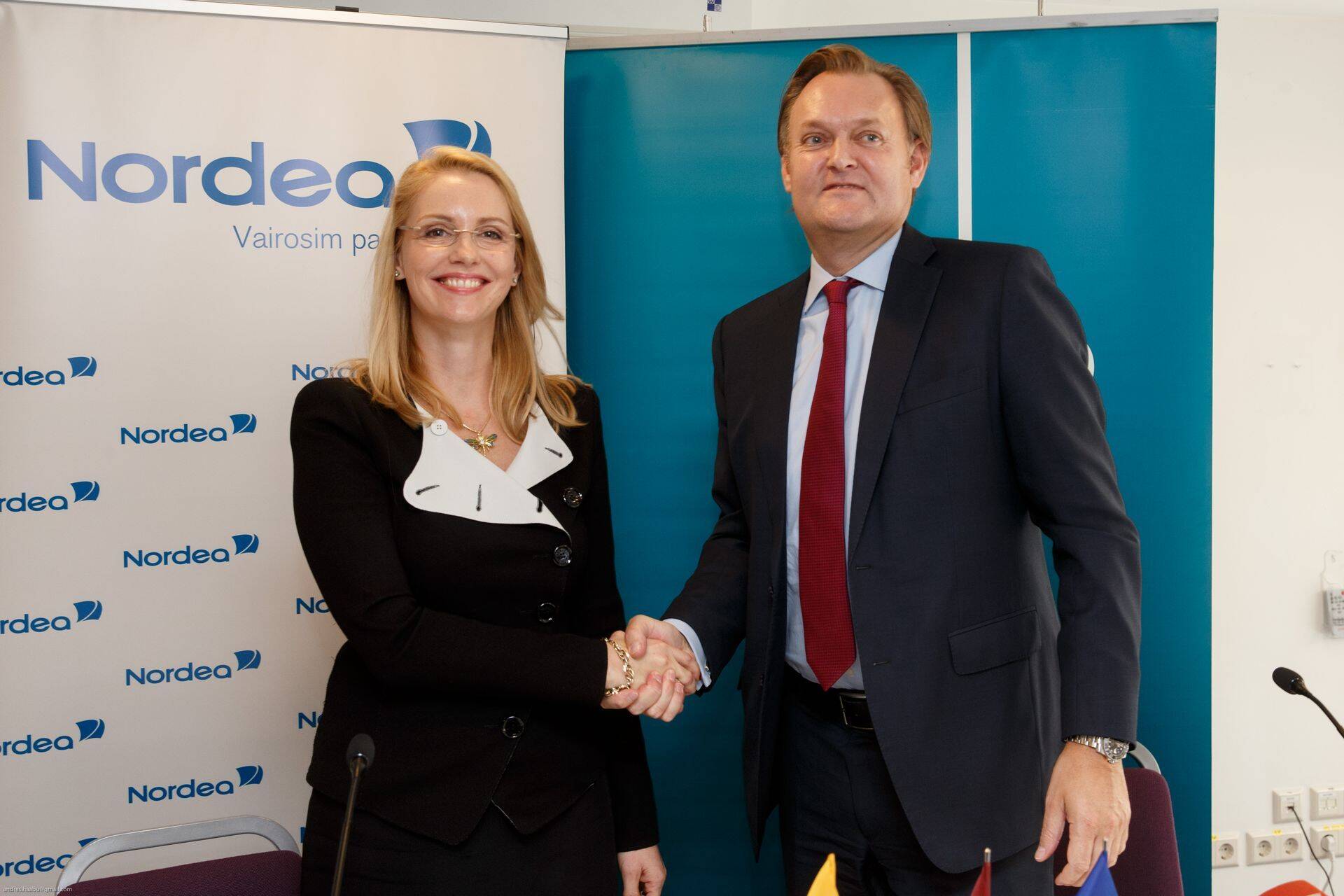 Inga Skisaker (Nordea Balti panganduse juht) ja Mats Wermelin (DNB Balti panganduse juht)