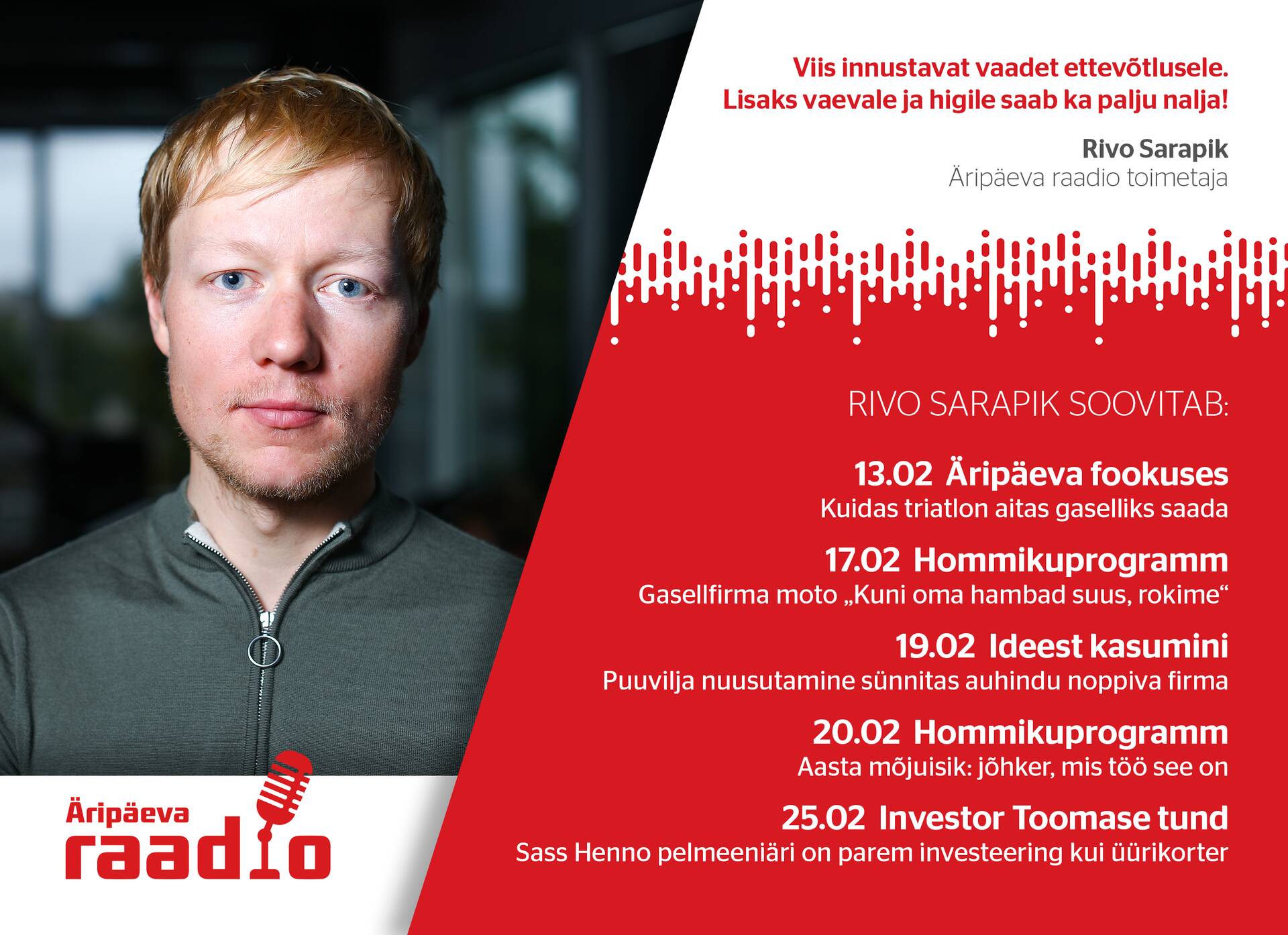 Äripäeva raadio toimetaja Rivo Sarapiku soovitused.