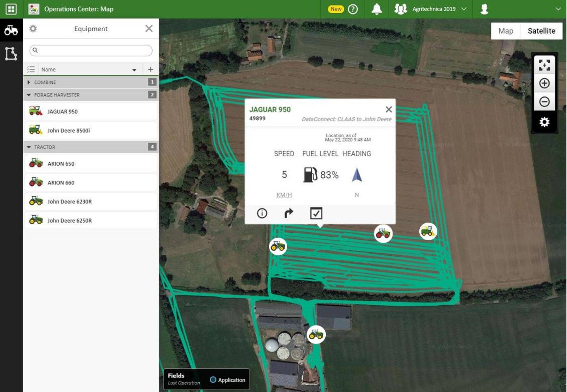 John Deere'i operatsioonikeskuses kuvatakse CLAASi masinad.