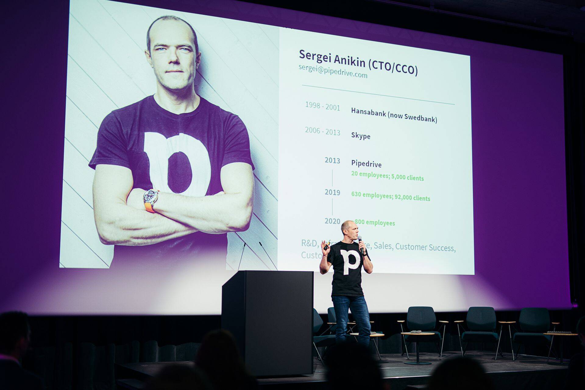 Pipedrive'i tehnoloogiajuht Sergei Anikin Läti iduettevõtete konverentsil Riga Venture Summit.