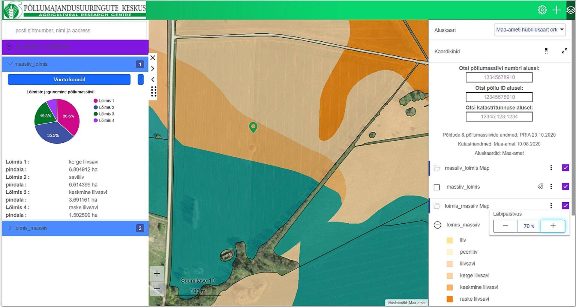 Kaardirakenduse kuvatõmmis.