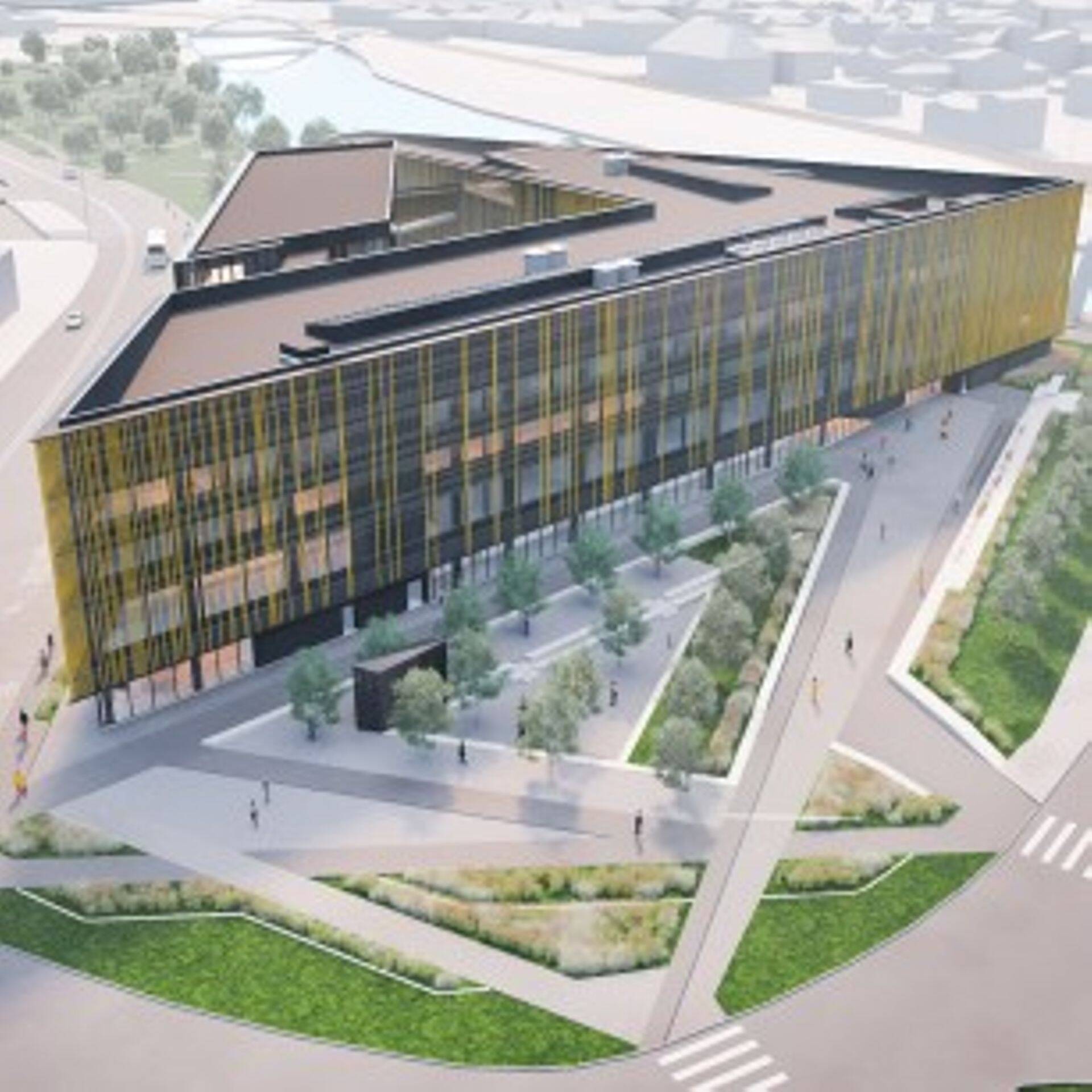 Ettevõtluskeskuse hoone asub Delta keskuse õppe- ja teadushoone taga.