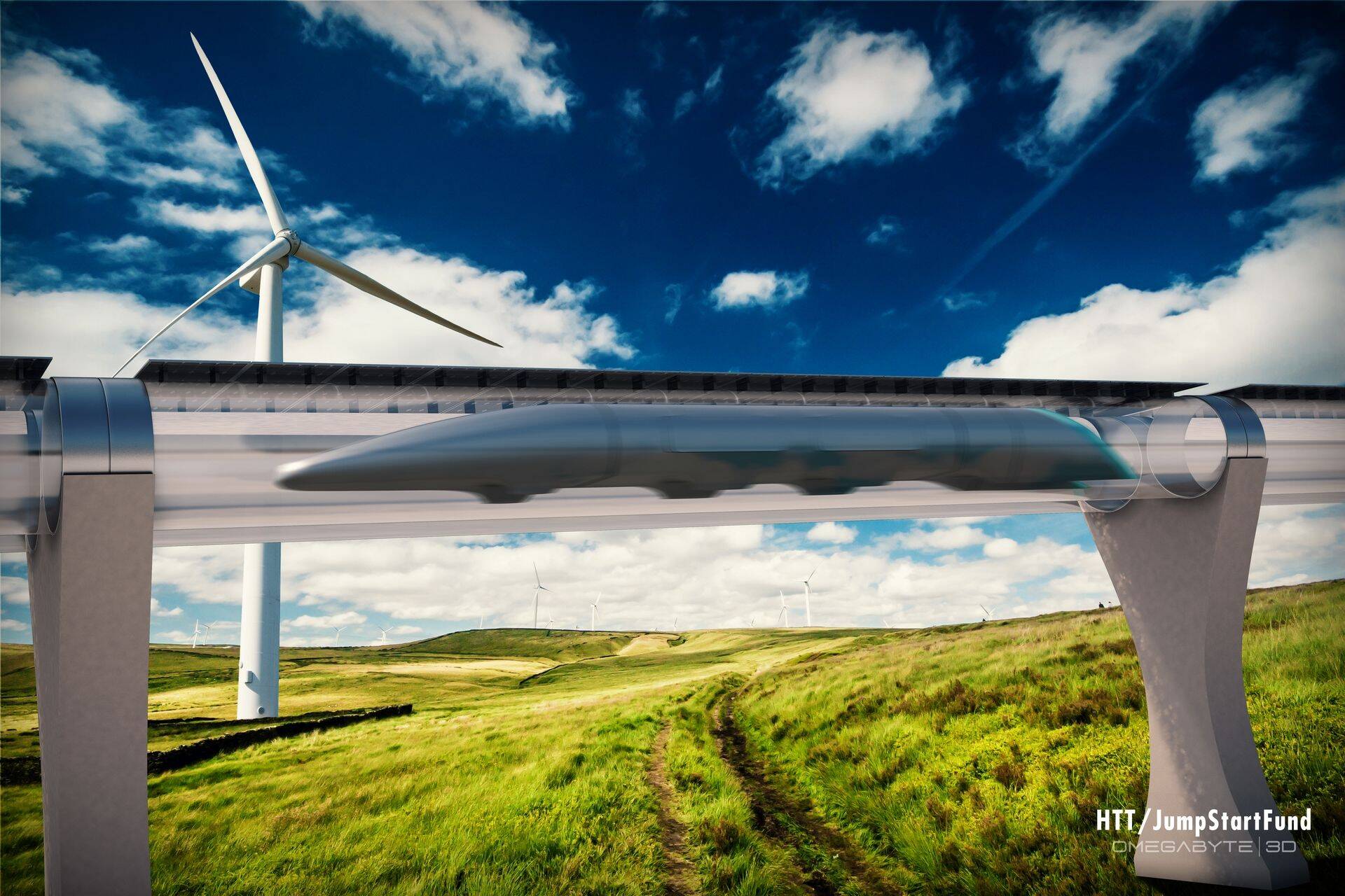 Firma Hyperloop Transportation Technologies nägemus sellest, kuidas Hyperloopi kapsel vaakumtorus hõljub.