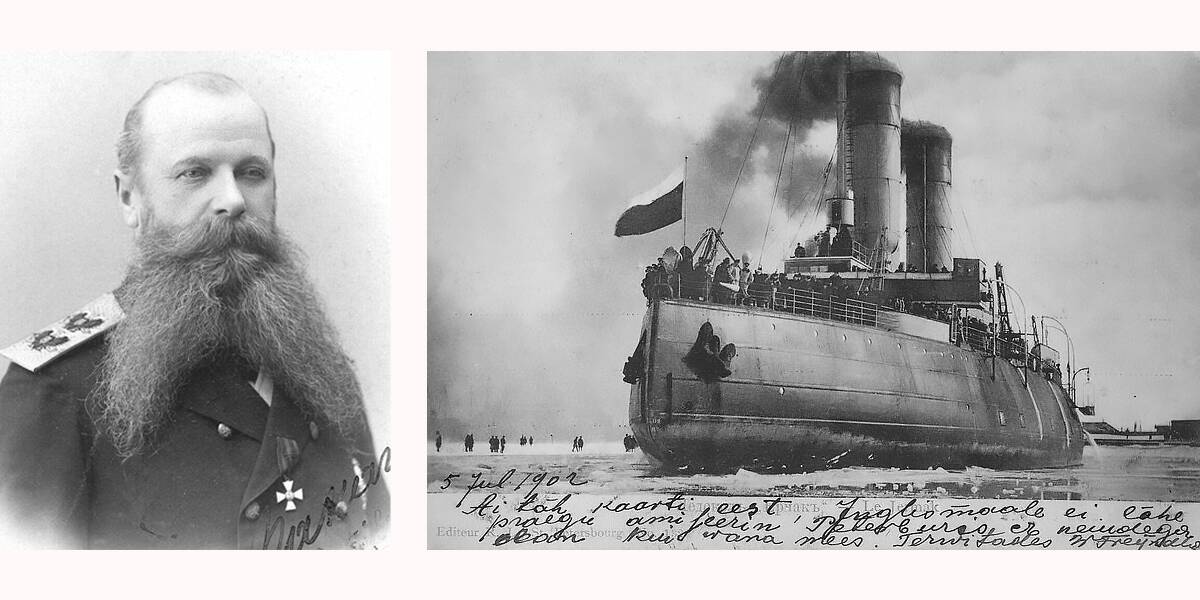 Admiral Stepan Makarov unistas pooluseni jõudmisest mitte jalgsi või koertega, vaid ainulaadsel uue klassi arktilisel jäämurdjal. Jäämurdja Jermak, 1902. aasta