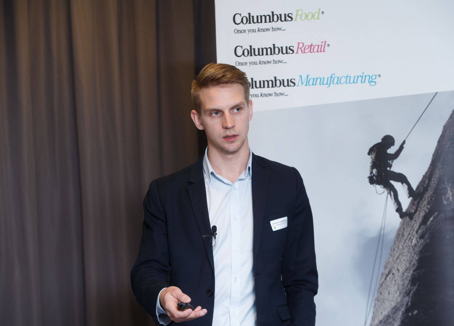 Columbus Eesti kosnultant Rainar Essentson rääkis Logistika Aastakonverentsi tehnoloogiasaalis äriprotsesside haldamisest.