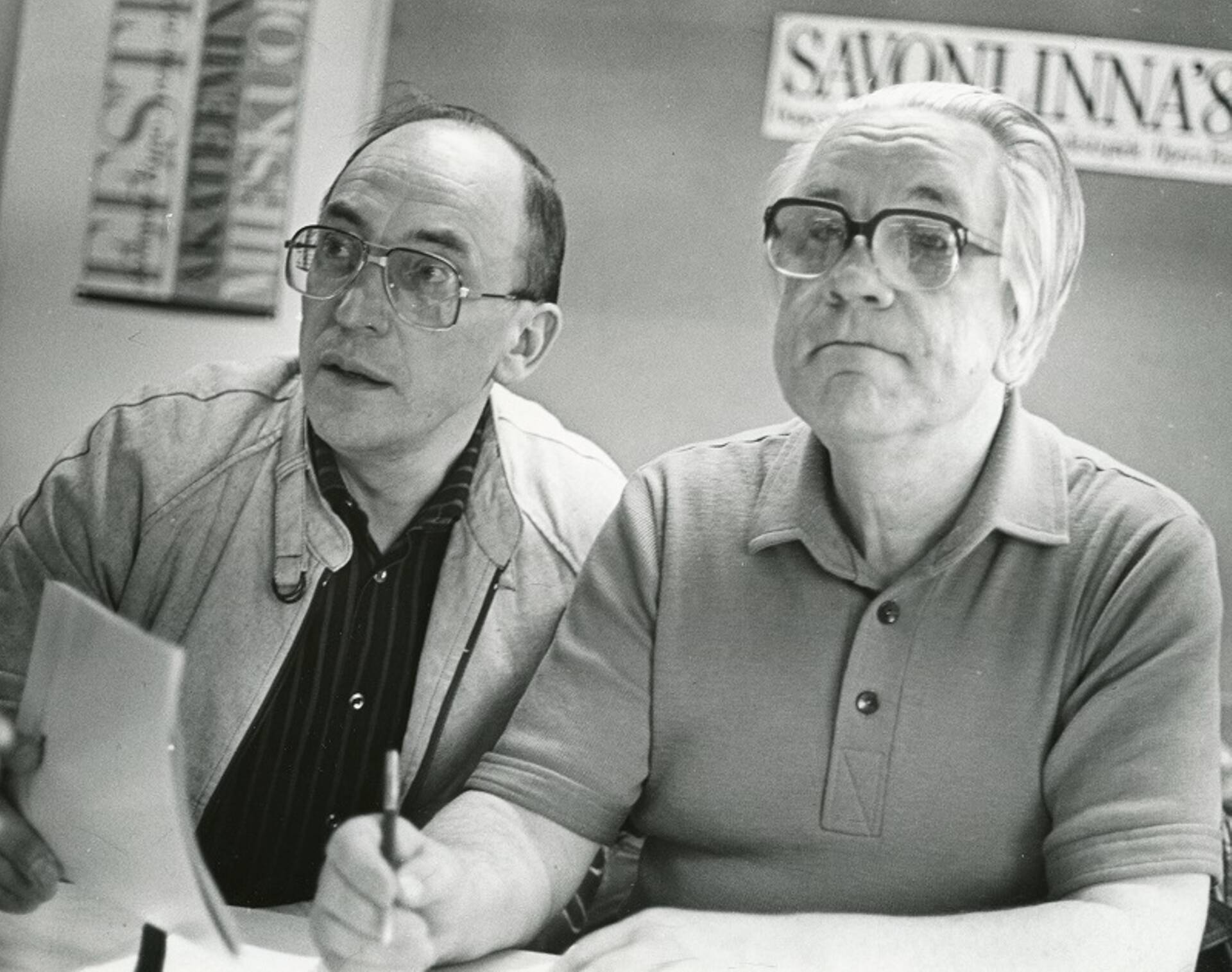 Ants Sõber (paremal) ja Arne Mikk Estonia teatriga Savonlinnas 1987. aastal.