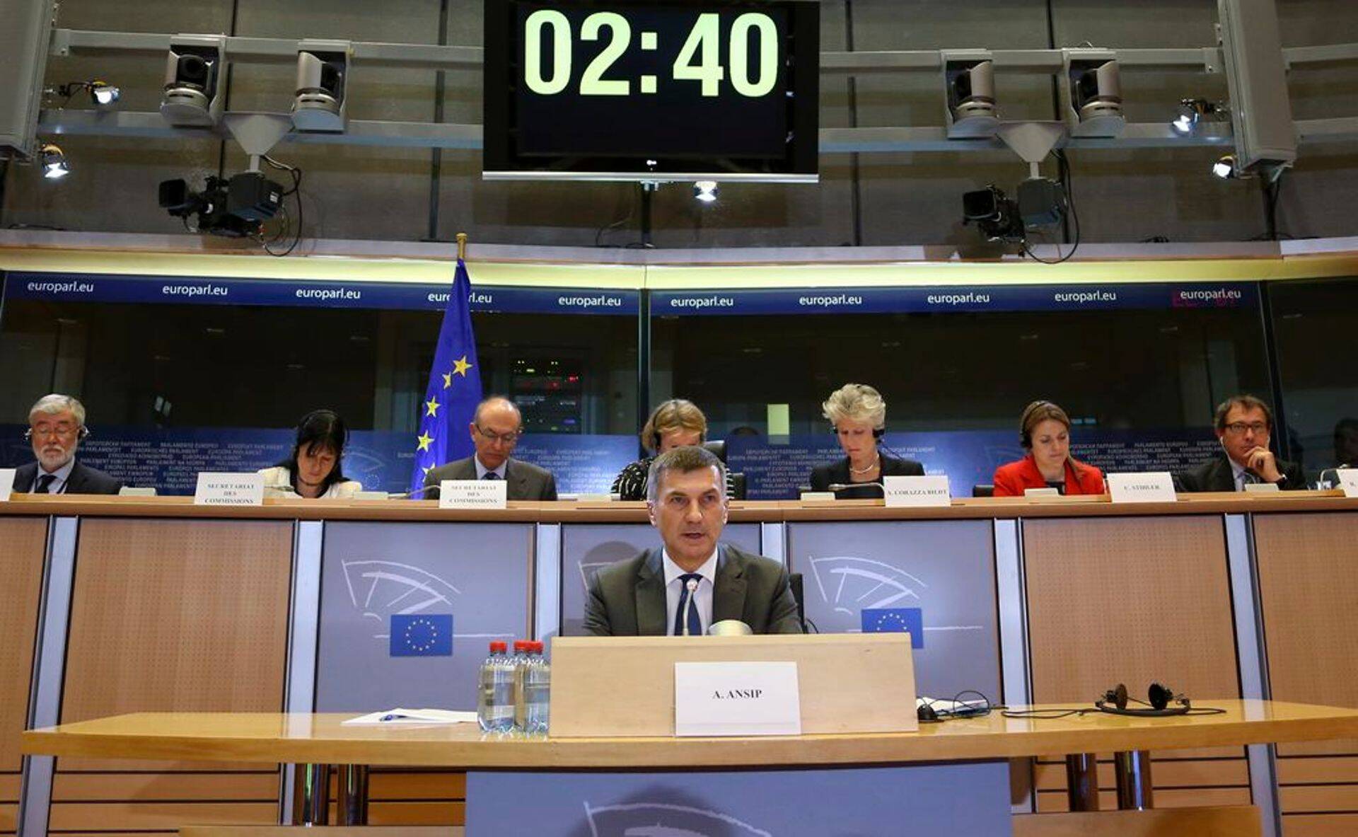 Andrus Ansip Euroopa Parlamendis volinike kuulamisel.