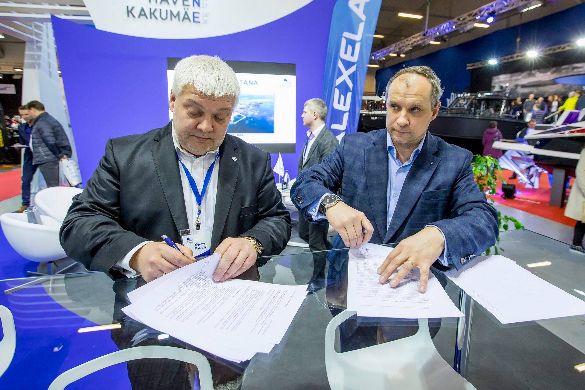 Haven Kakumäe juhatuse esimees Neeme Kaarma (vasakul) ja Alexela Oil juhatuse esimees Ain Kuusik.