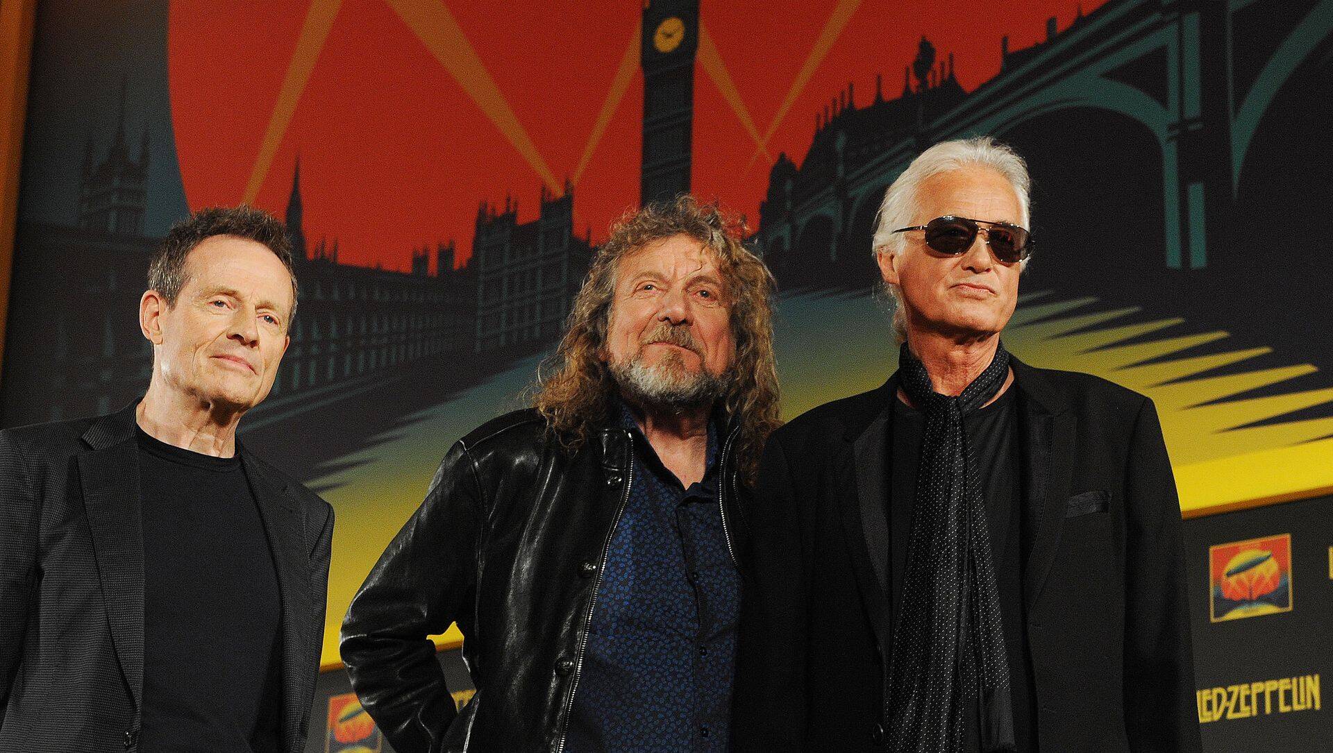 Briti rokkbändi Led Zeppelin liikmed John Paul Jones, Robert Plant ja Jimmy Page aastal 2012.