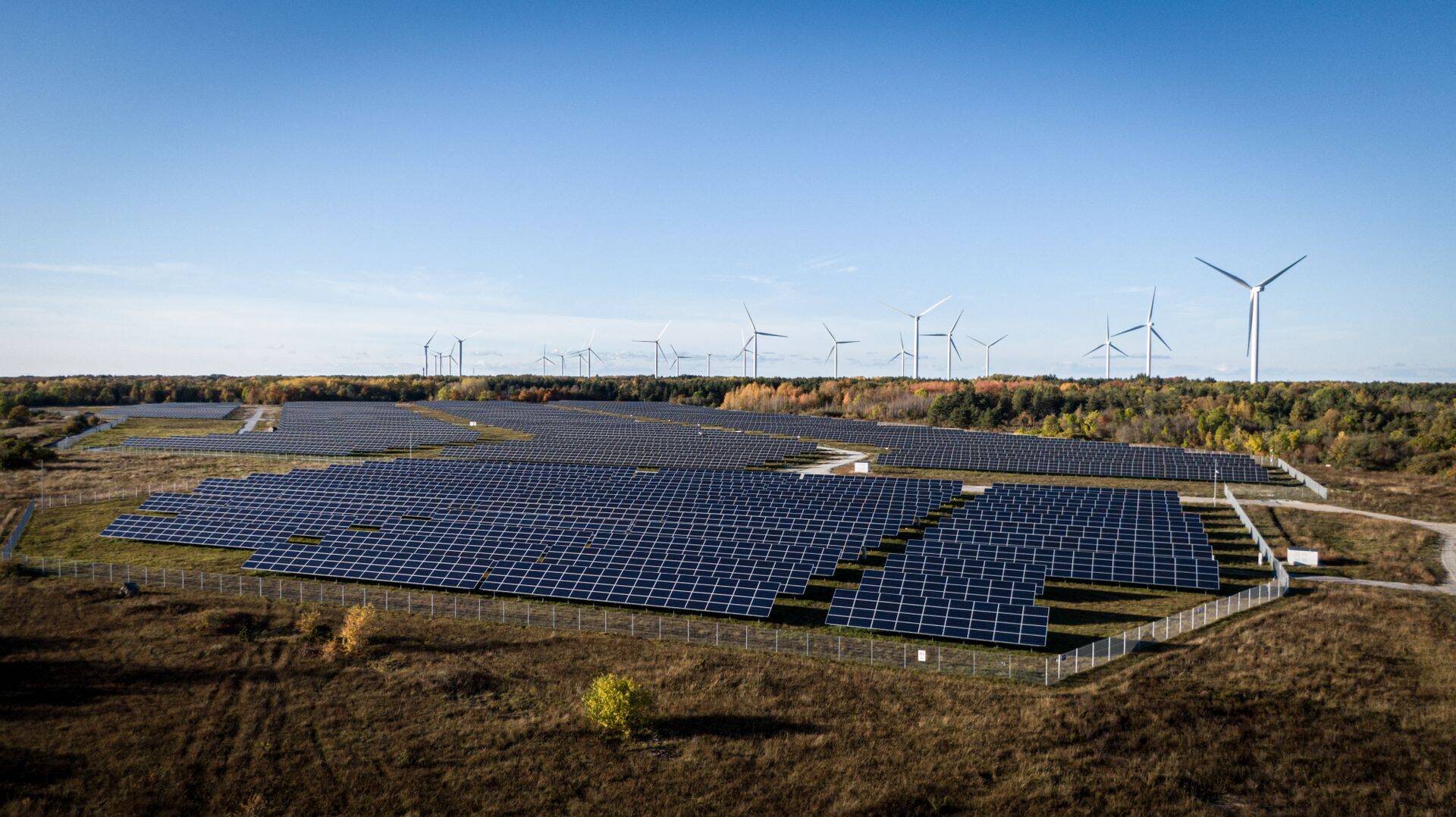 Erakonnad lubavad kohalike valimiste eel soodsat elektri hinda, aga pole ühel meelel, kuidas selleni jõuda. Pildil Enefit Greeni tuule- ja päikesepark Pakri poolsaarel.