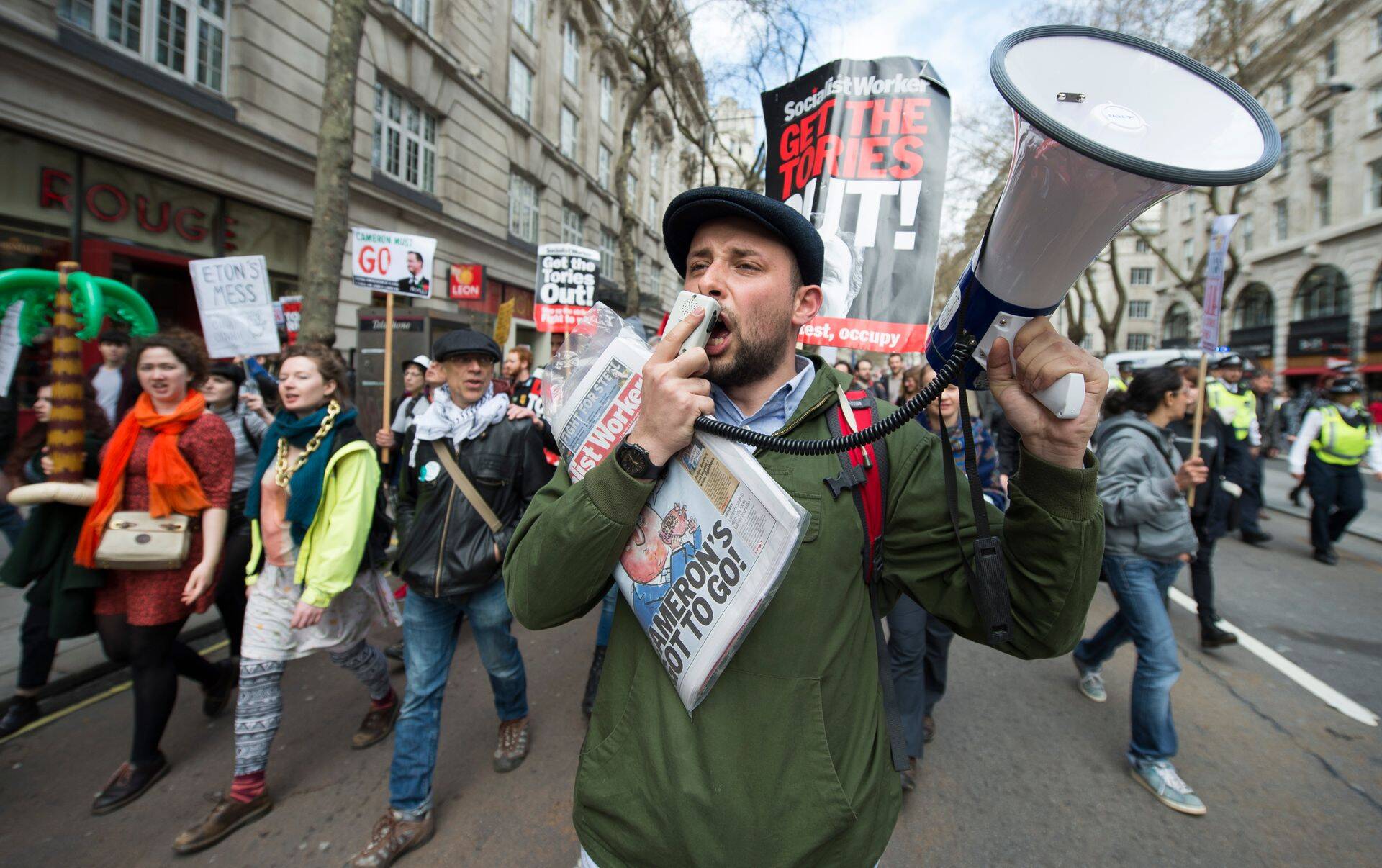David Cameroni vastane demonstratsioon laupäeval Londonis.