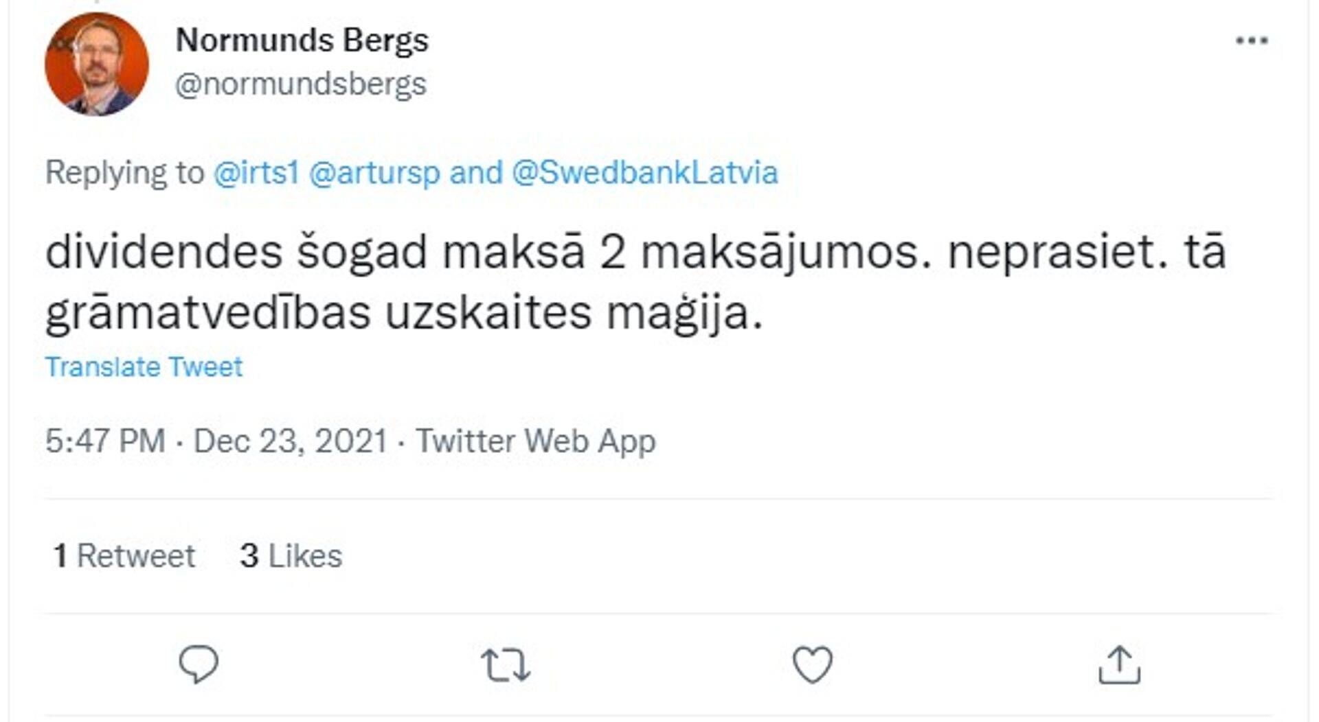 Avots: Twitter ekrānšāviņš