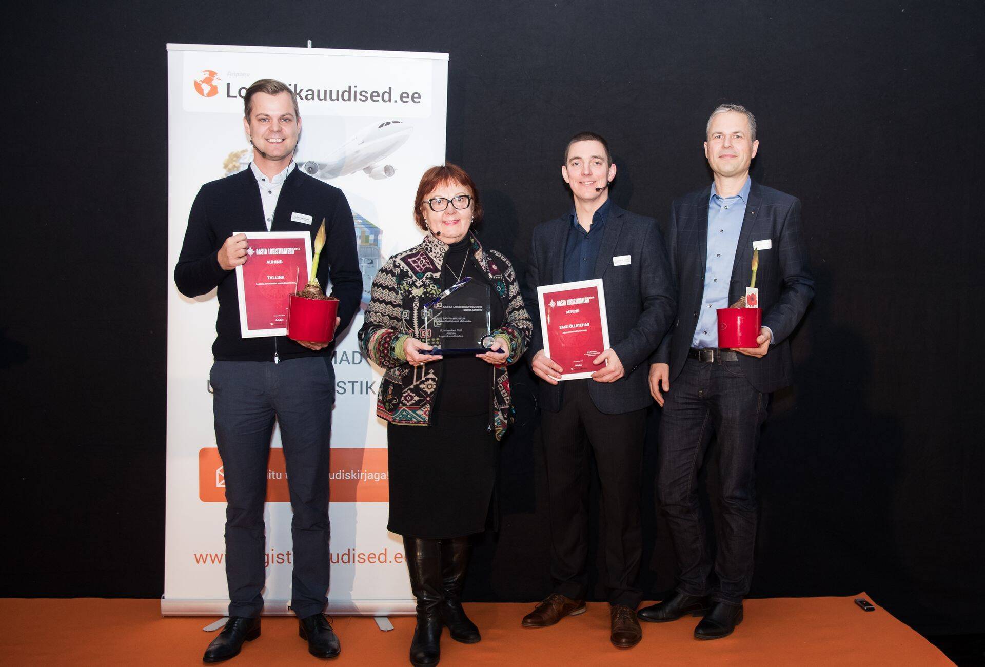 Aasta Logistikategu 2016 esikolmik: Tallinki, ERMi ja Saku Õlletehase esindajad.