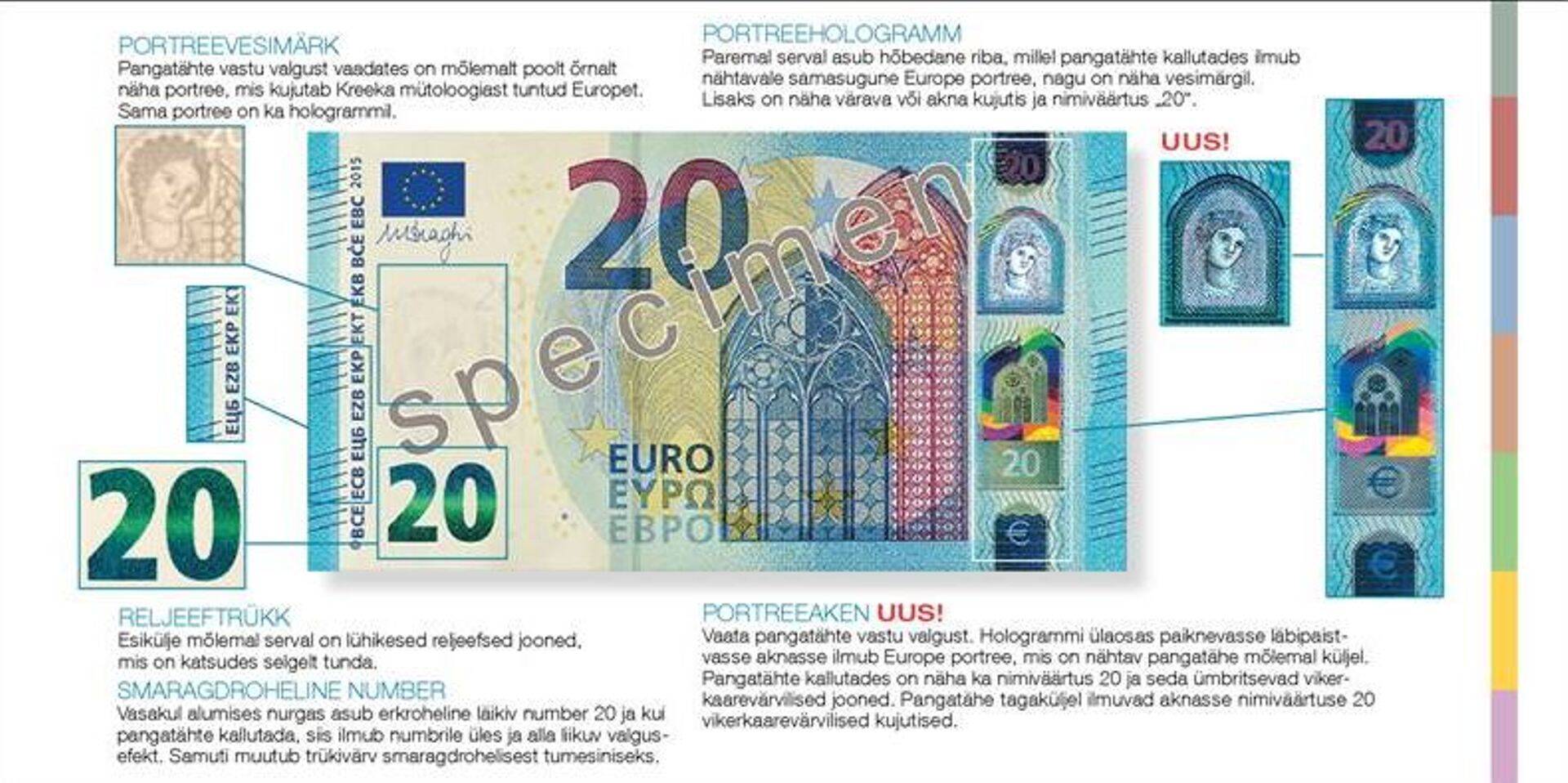 Uus 20-eurone ja turvaelemendid