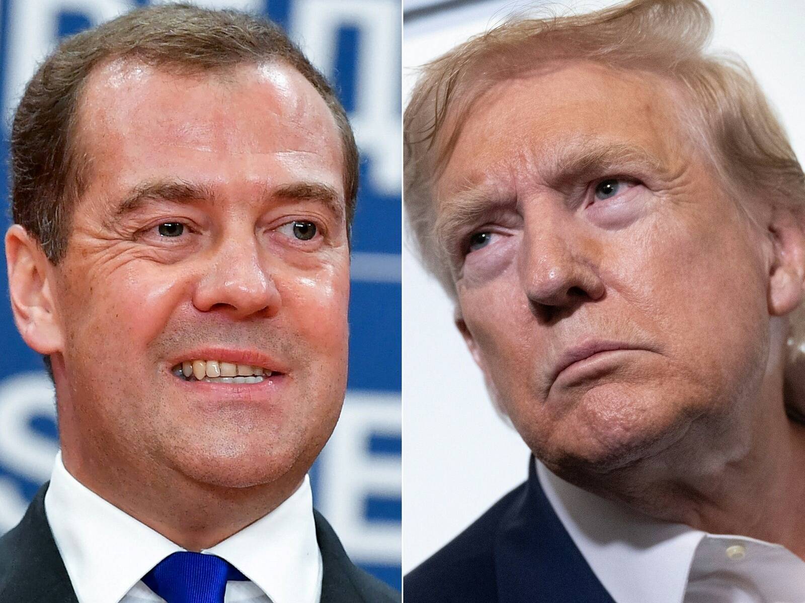 USA president Donald Trump teatas 1. augustil 2025, et on andnud korralduse kahe tuumaallveelaeva paigutamiseks vastuseks Venemaa kõrge ametniku „äärmiselt provokatiivsetele“ avaldustele. Vasakul Venemaa endine president Dmitri Medvedev.