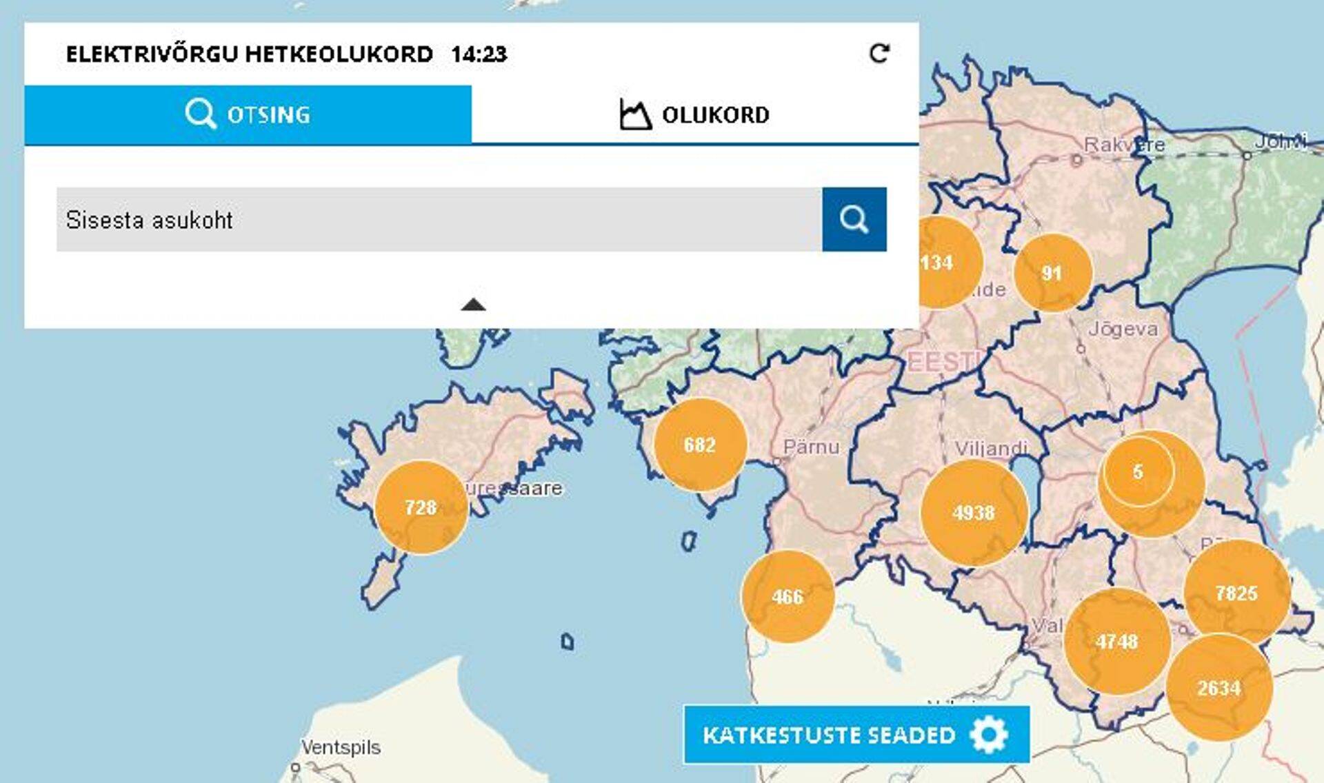 Enim oli riigivõrk häiritud Lõuna-Eestis, kus on ka kõige rohkem elektrikatkestusi.