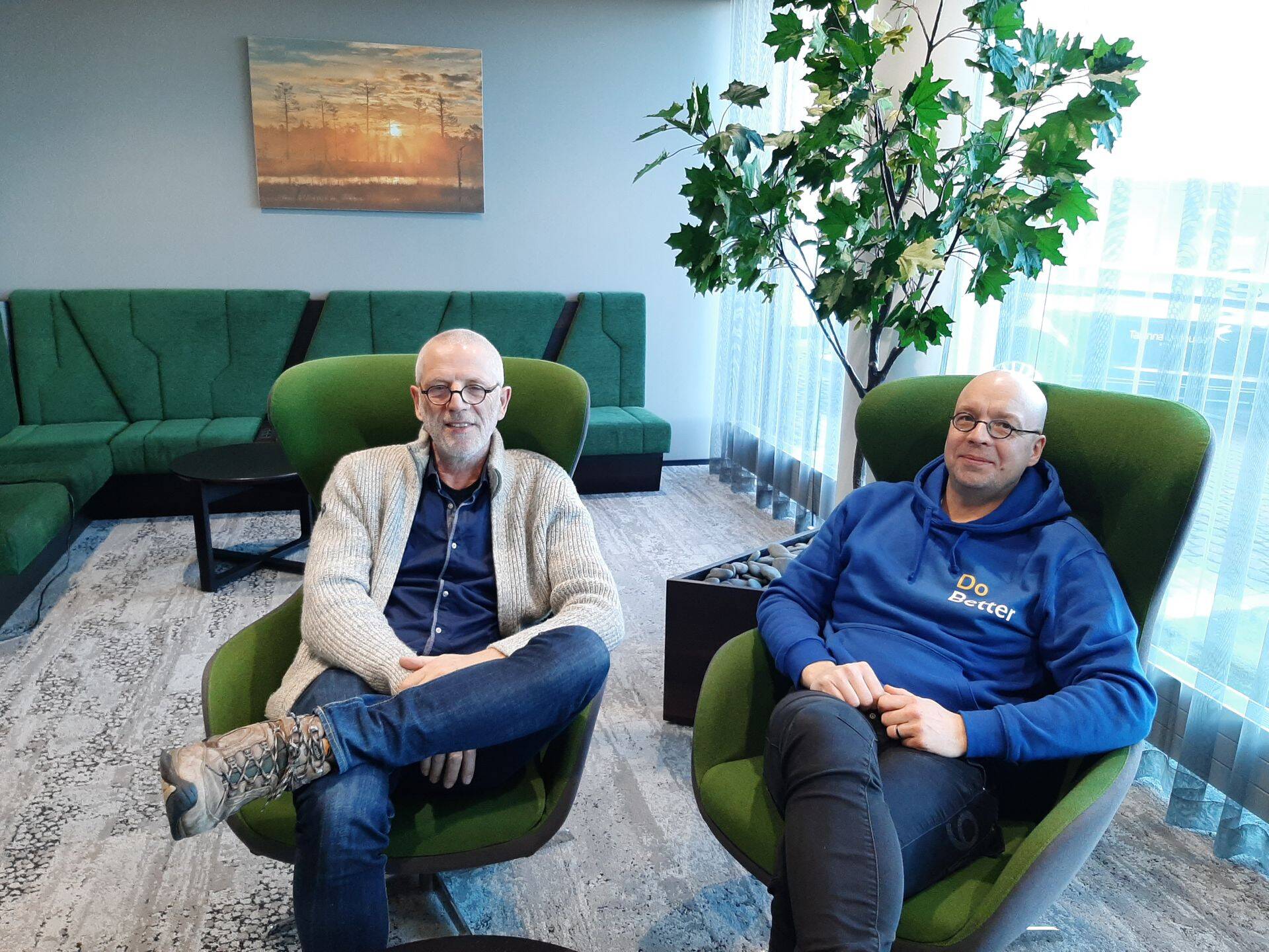 Koosolekudisainer ja Hollandi ettevõtte MindMeeting looja Eric de Groot (vasakul) ning MySpotiti juht Hardi Kinnas.