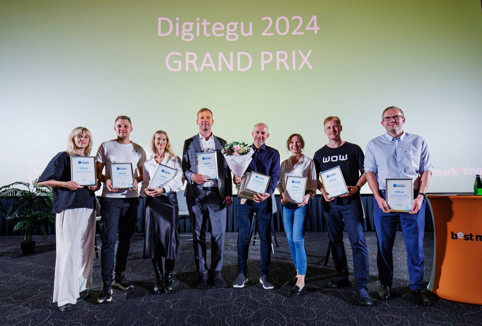 Aasta Digitegu 2024 võitjad 13. septembril Mustamäe Apollo Kinos toimunud digiturunduse aastakonverentsil Best Internet 2024.